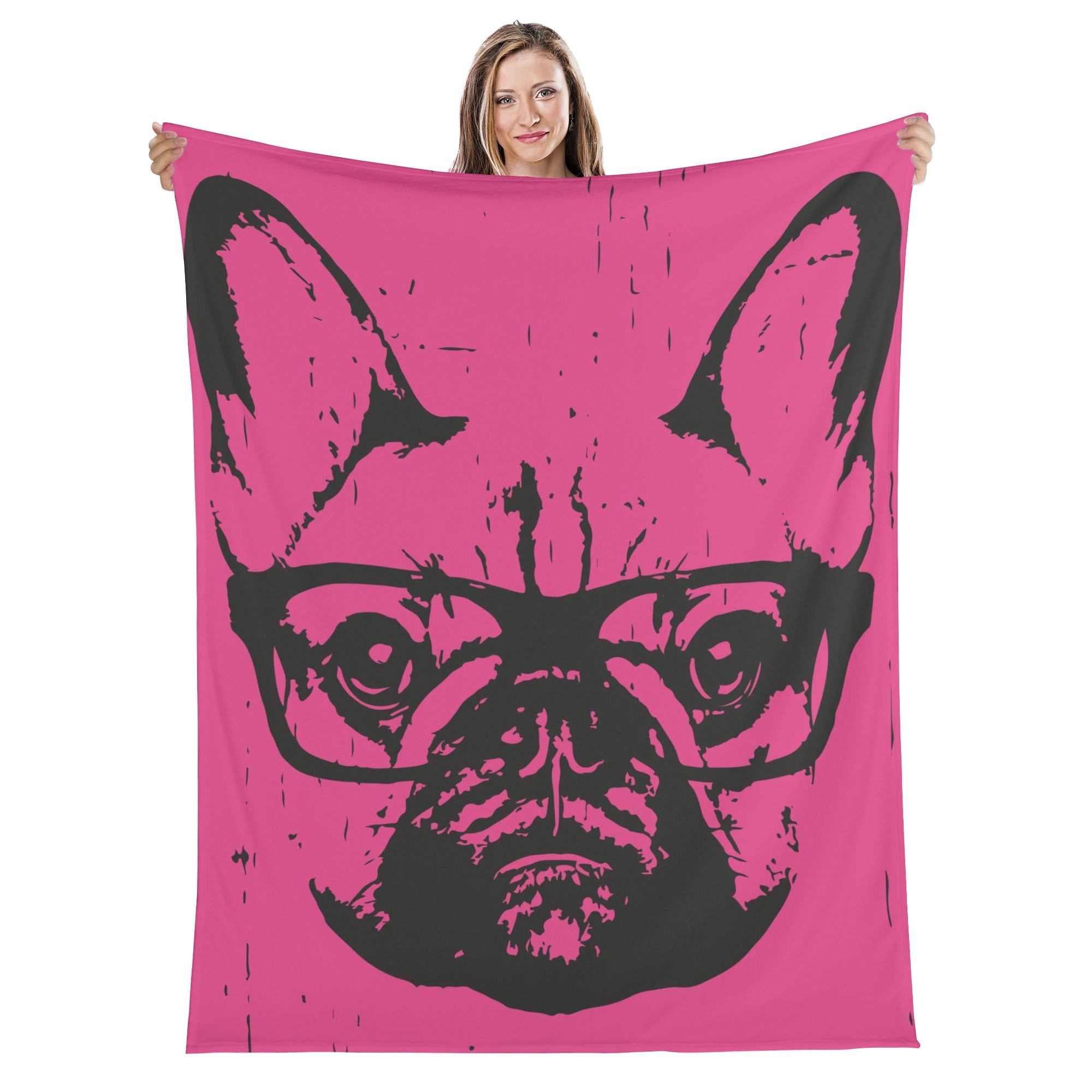 Moose French Bulldog Fleece Throw Blanket for Dog Lovers-fadou