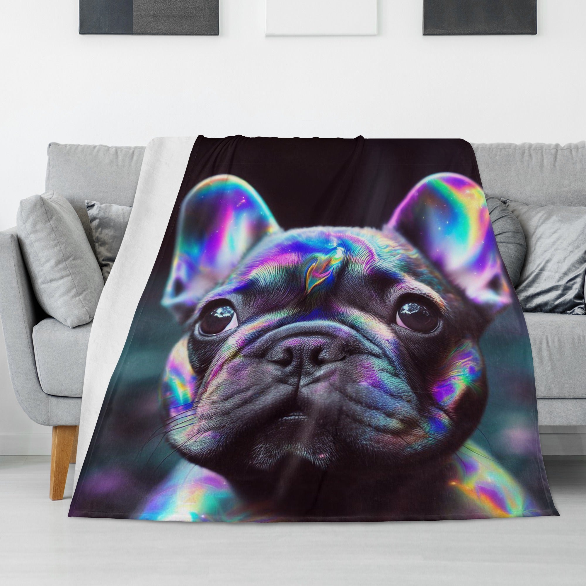 Domino French Bulldog Cozy Plush Blanket for Dog Moms & Dads-fadou