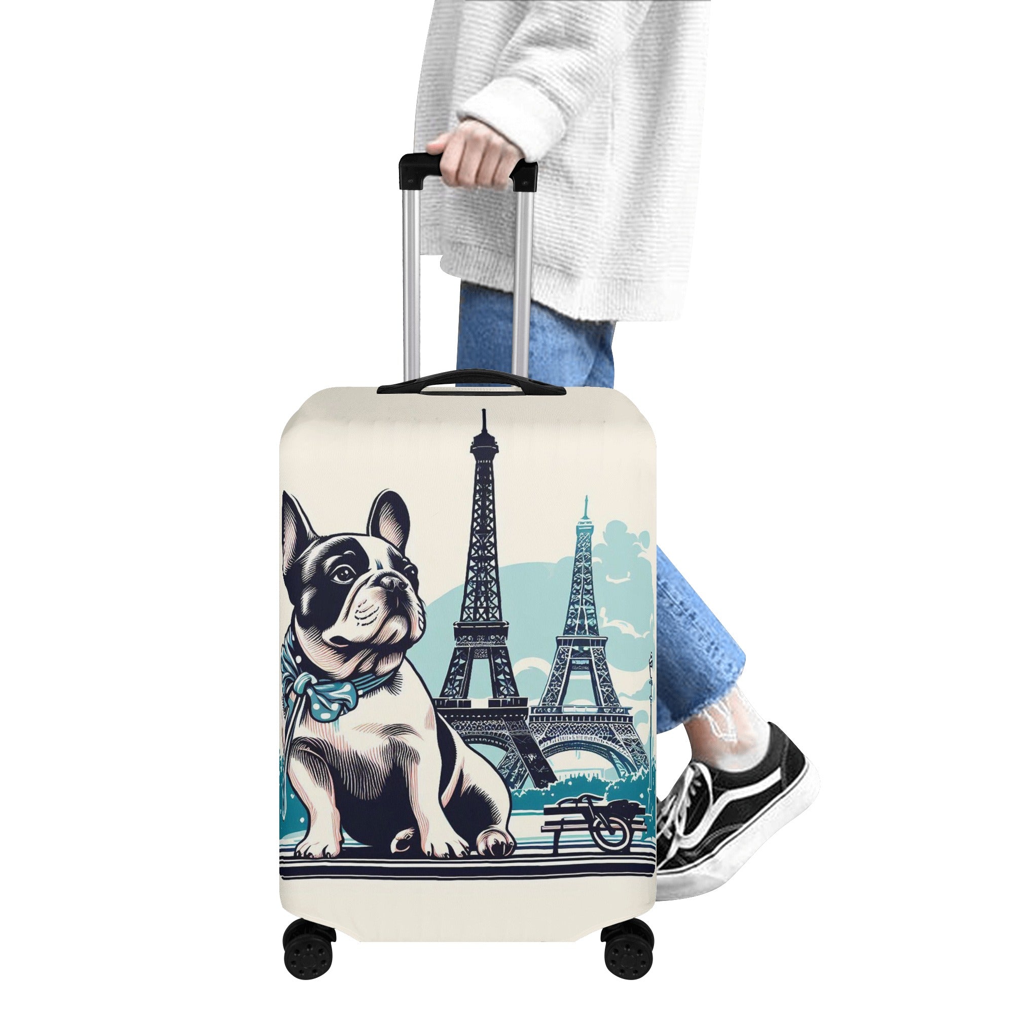 Paris Vibes - Luggage Cover for Frenchie Fans Everywhere-fadou