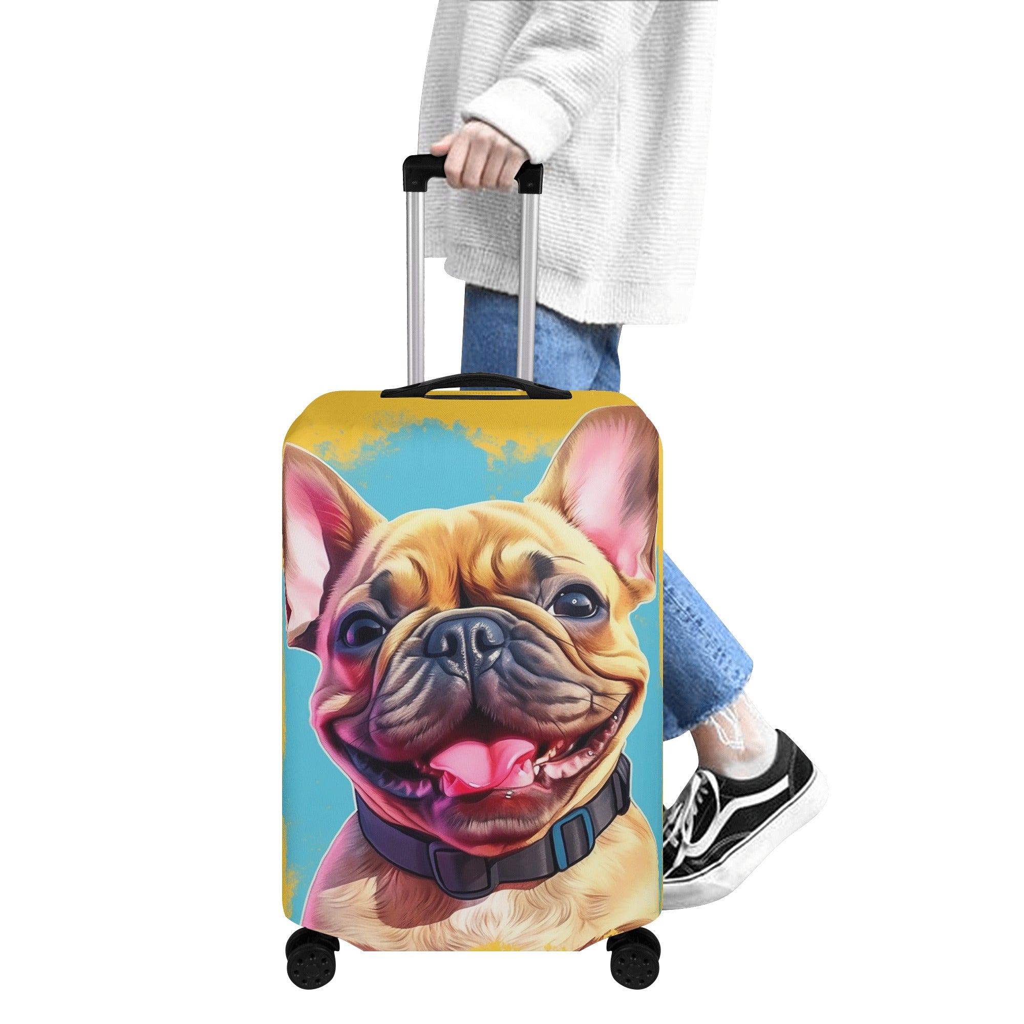 Custom Luggage Cover with Frenchie Picture for Pet Parents-fadou