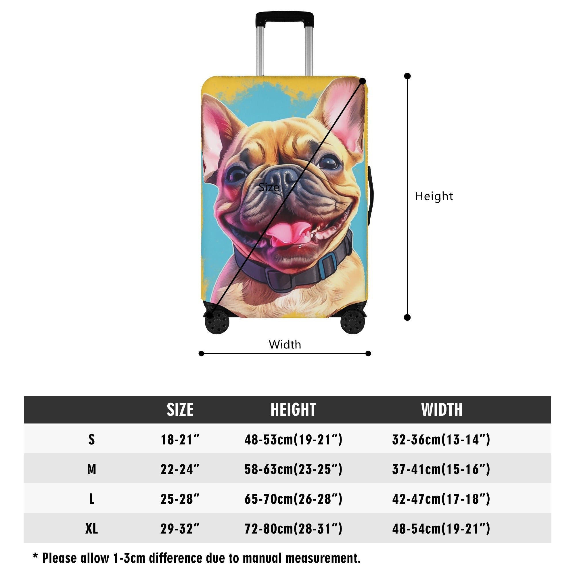 Custom Luggage Cover with Frenchie Picture for Pet Parents-fadou
