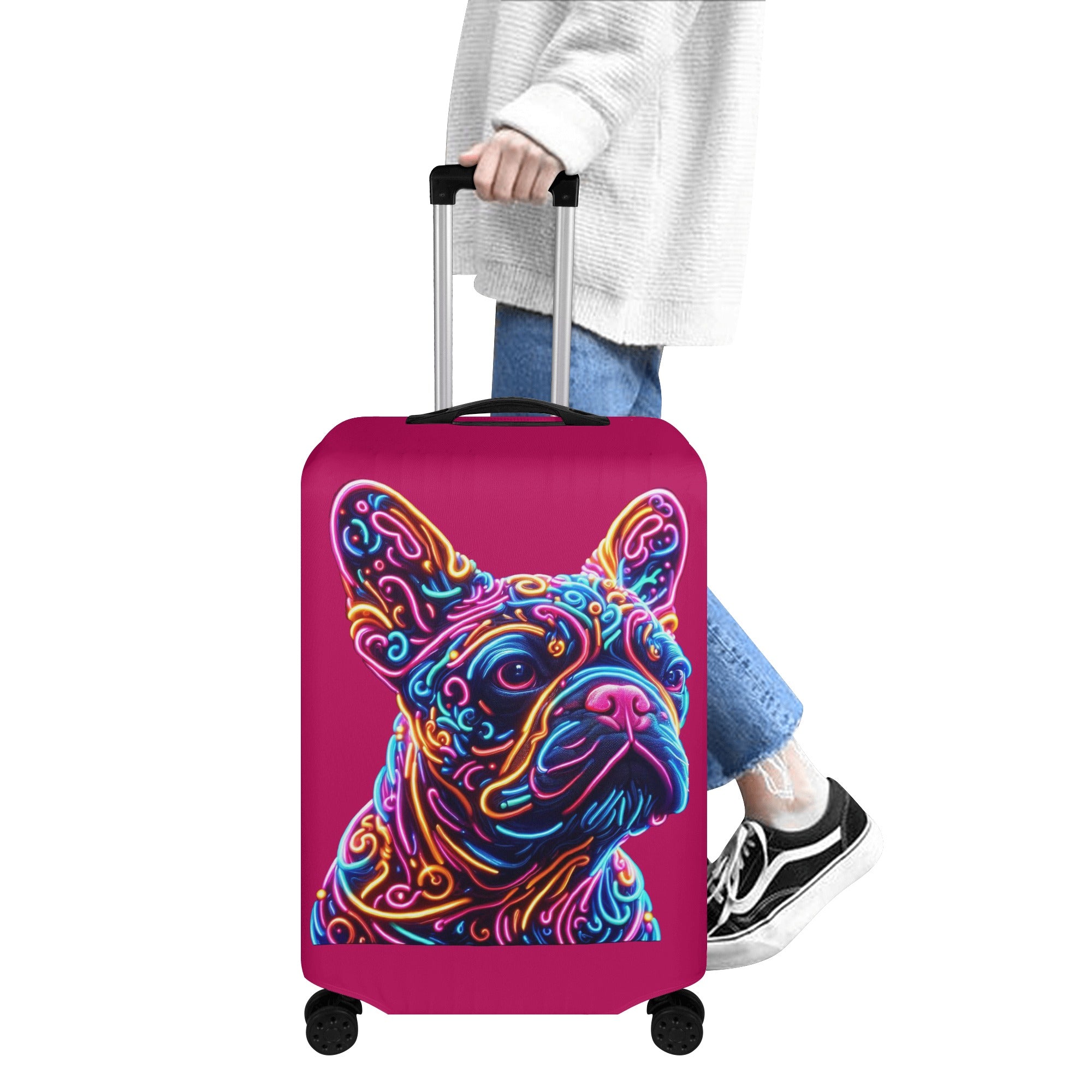 Neon Style - Luggage Cover for Frenchie Fans Everywhere-fadou