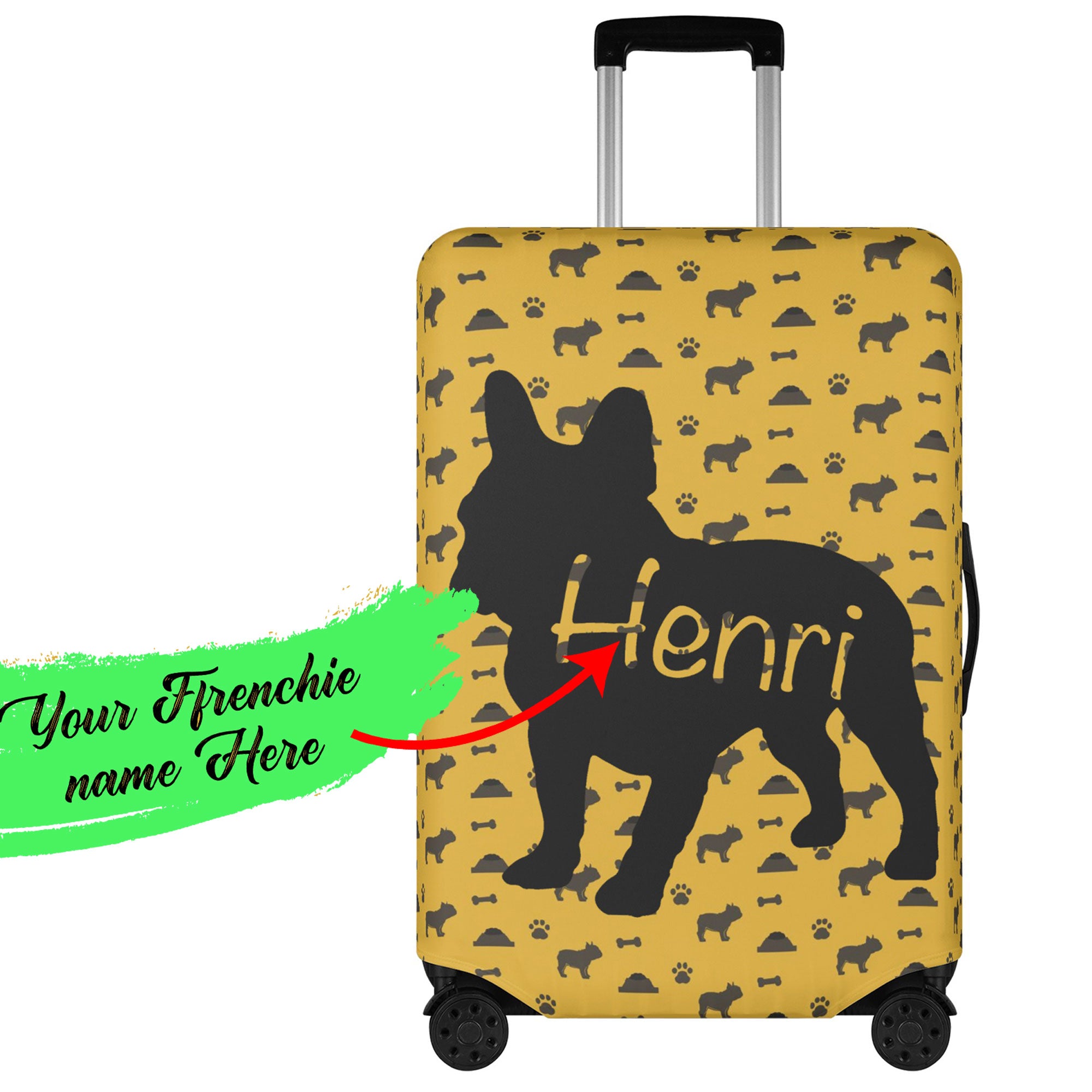 Custom Luggage Cover with Frenchie Name for Frenchie Enthusiasts-fadou
