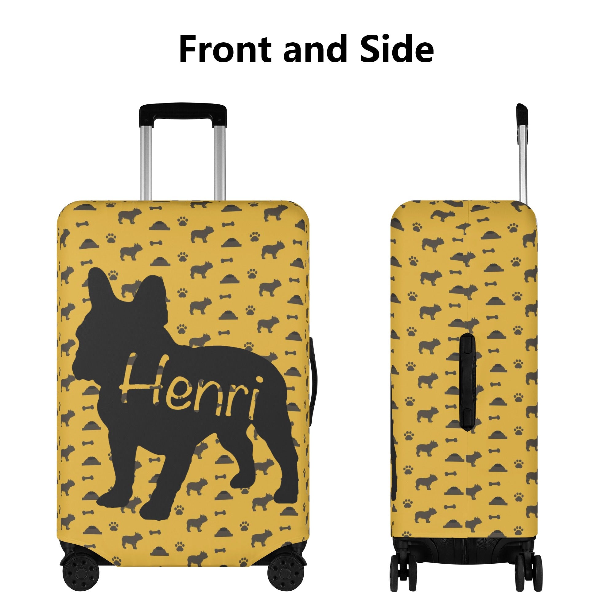 Custom Luggage Cover with Frenchie Name for Frenchie Enthusiasts-fadou