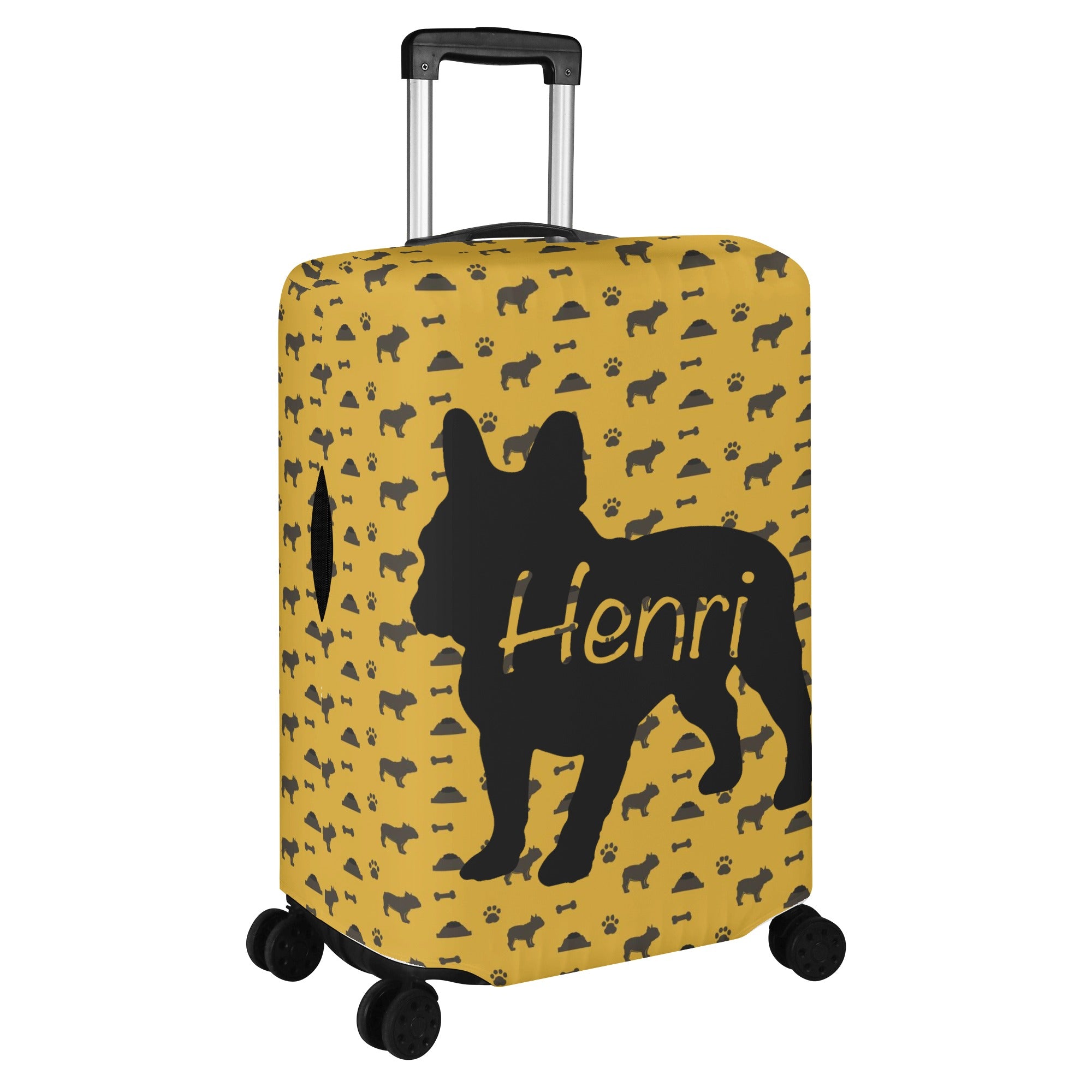 Custom Luggage Cover with Frenchie Name for Frenchie Enthusiasts-fadou