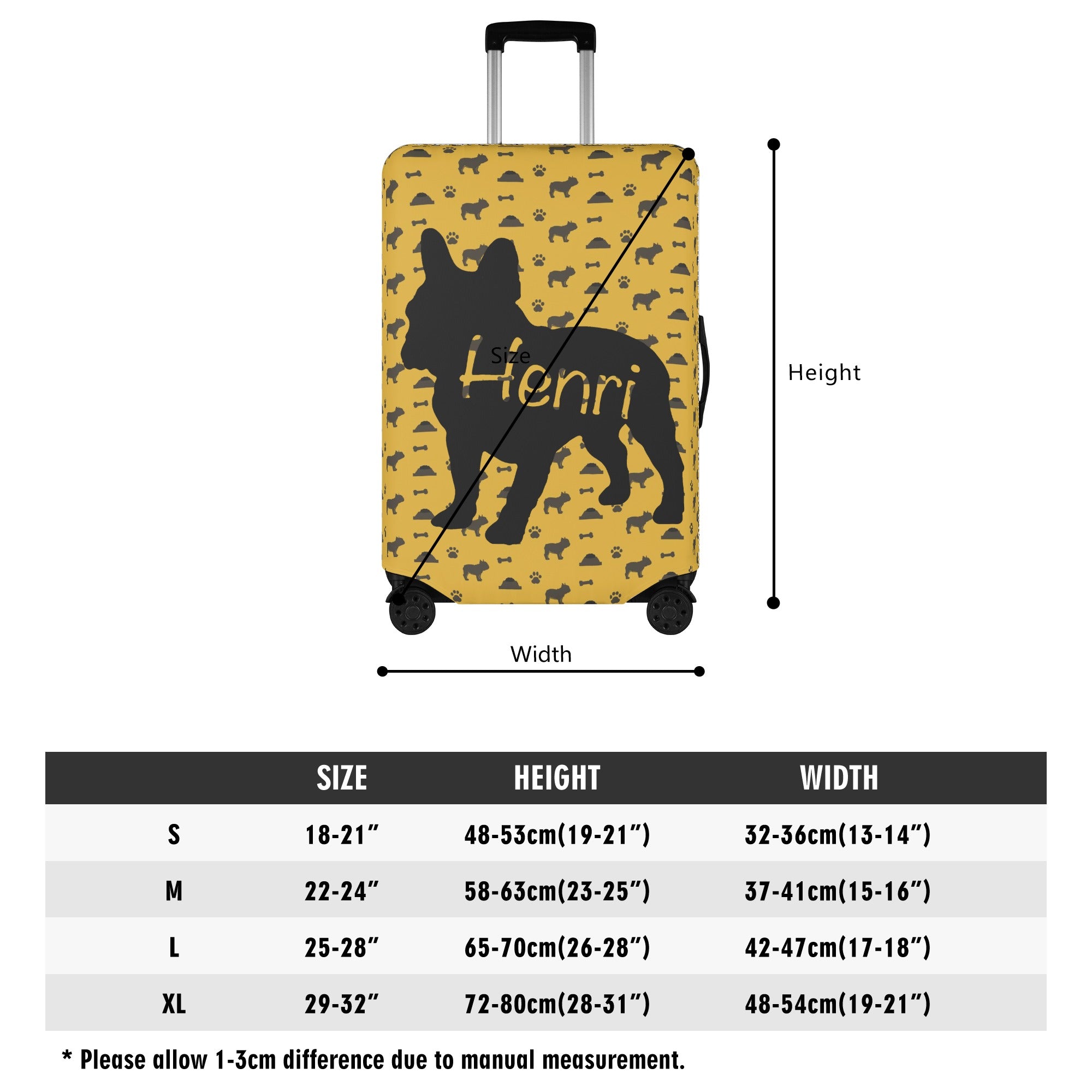 Custom Luggage Cover with Frenchie Name for Frenchie Enthusiasts-fadou