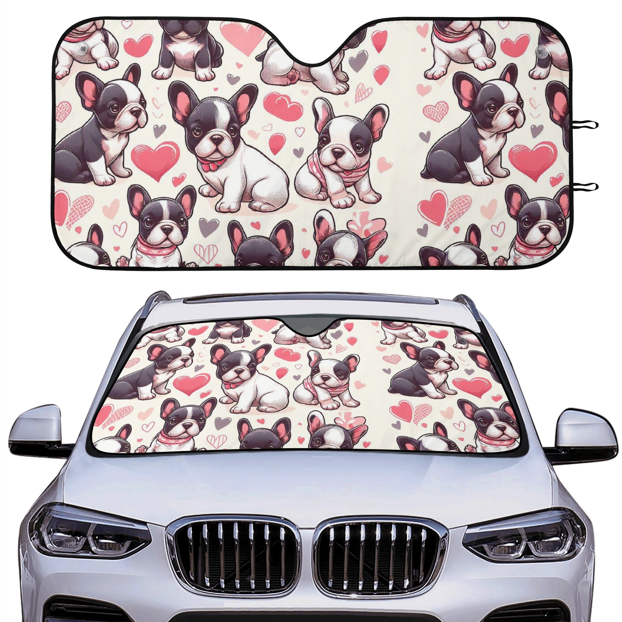 Frenchie Love - Car Auto Sun Shade for Frenchie Enthusiasts-fadou