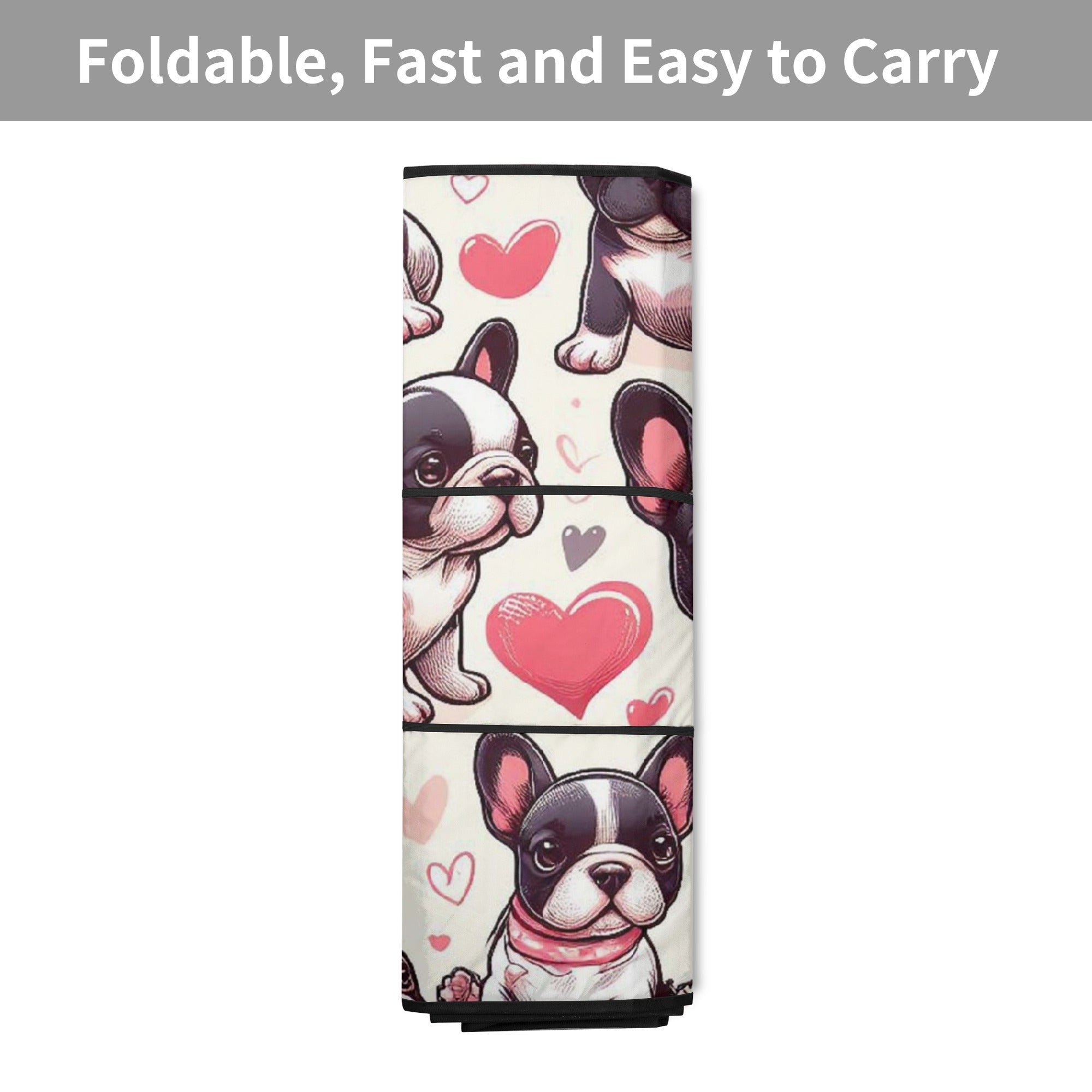 Frenchie Love - Car Auto Sun Shade for Frenchie Enthusiasts-fadou