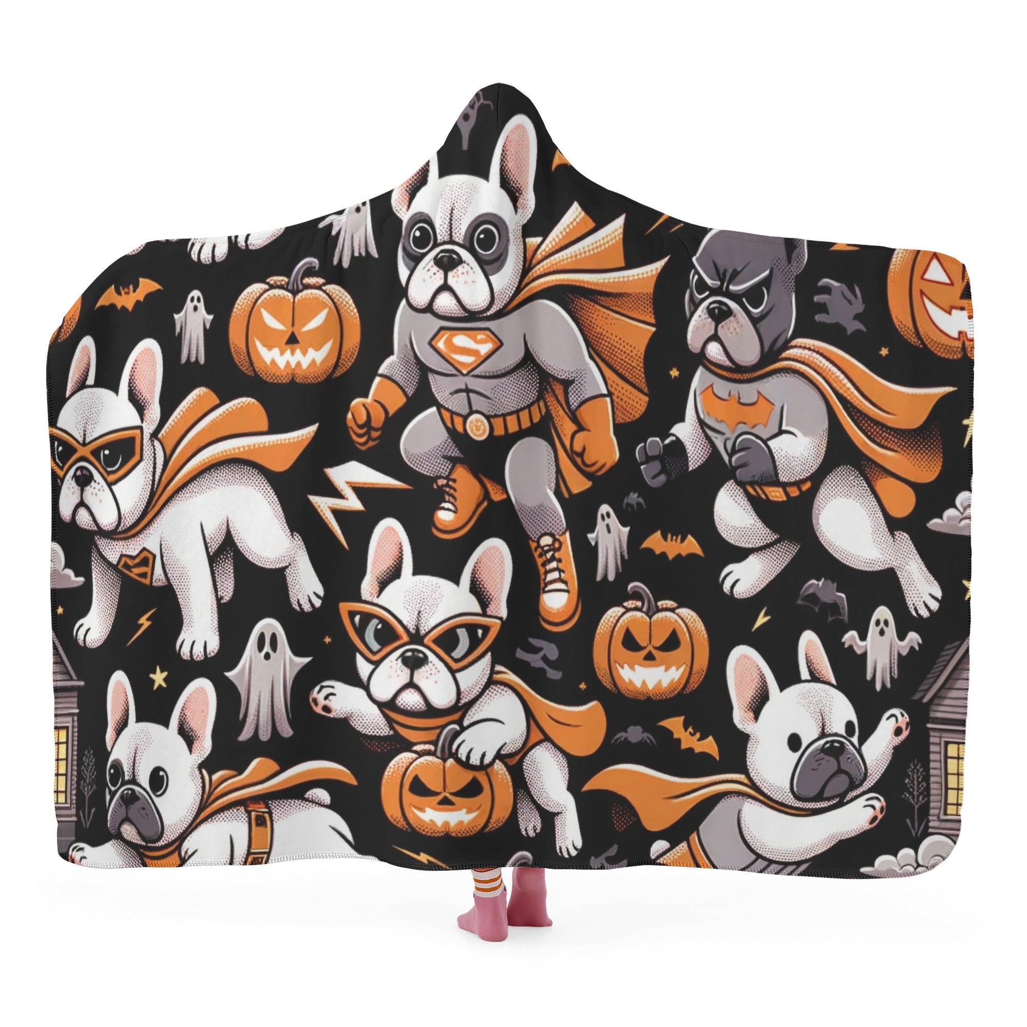 Roxy Hooded Cozy Plush Blanket for Frenchie Enthusiasts-fadou