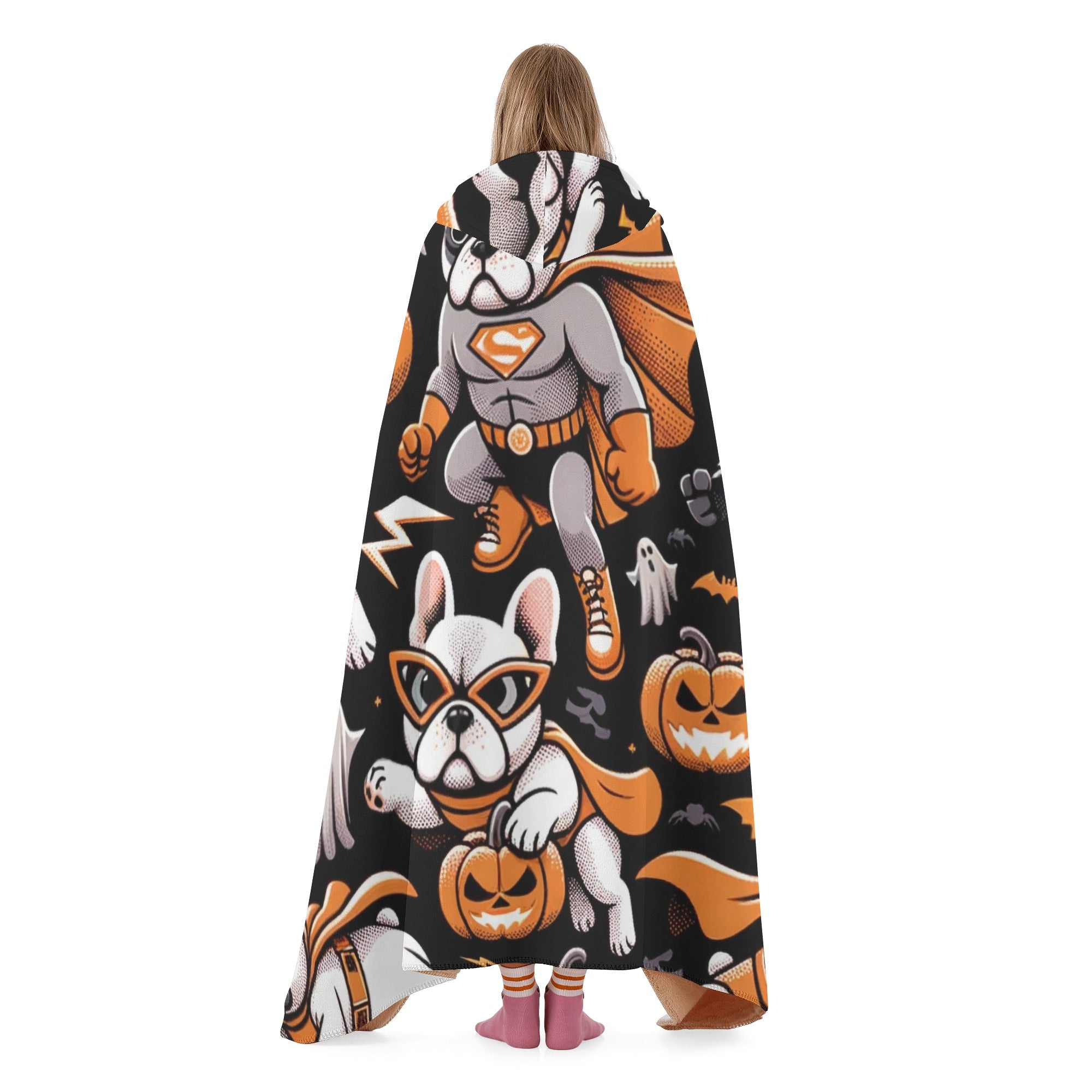 Roxy Hooded Cozy Plush Blanket for Frenchie Enthusiasts-fadou