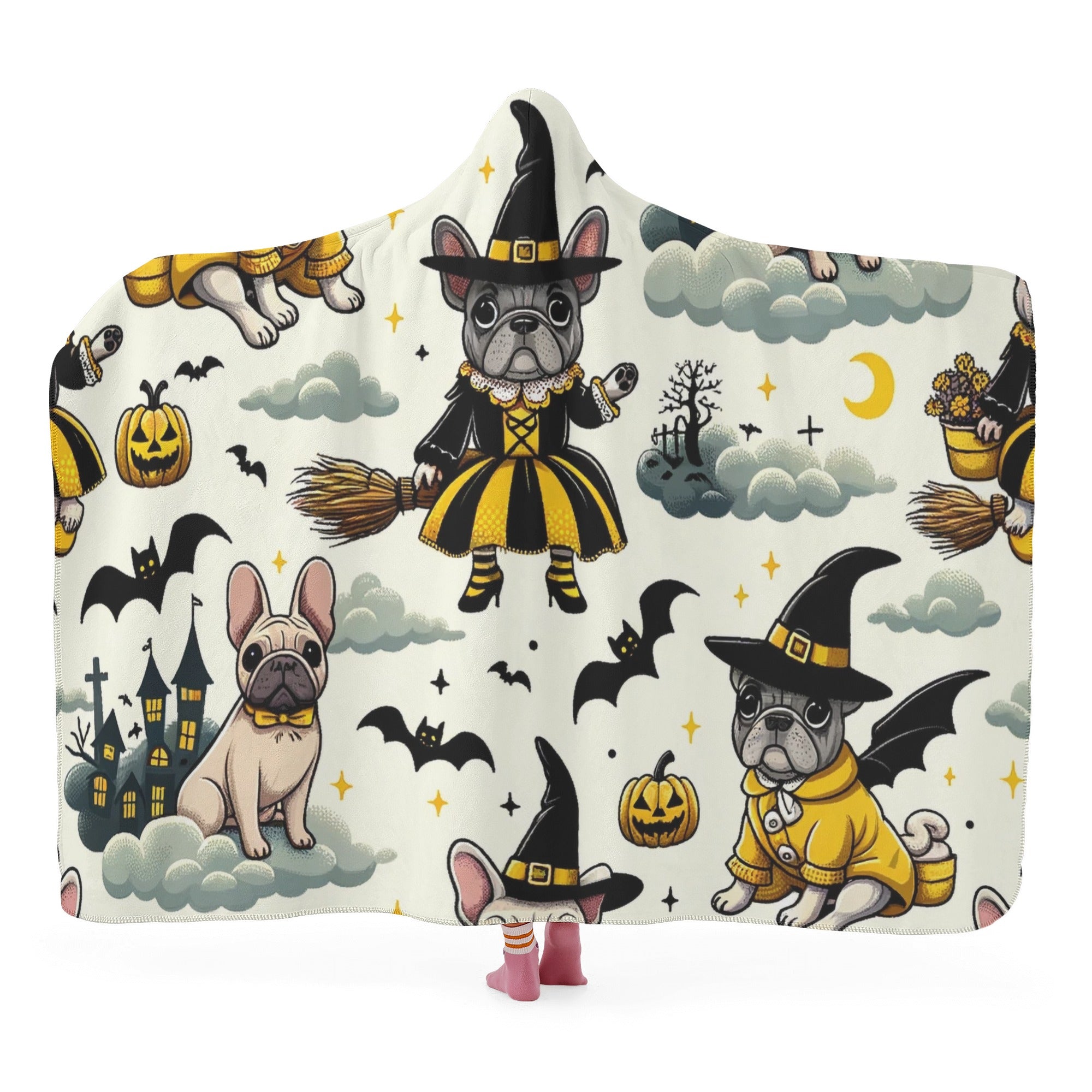 Lily Hooded Fleece Throw Blanket for Frenchie Enthusiasts-fadou