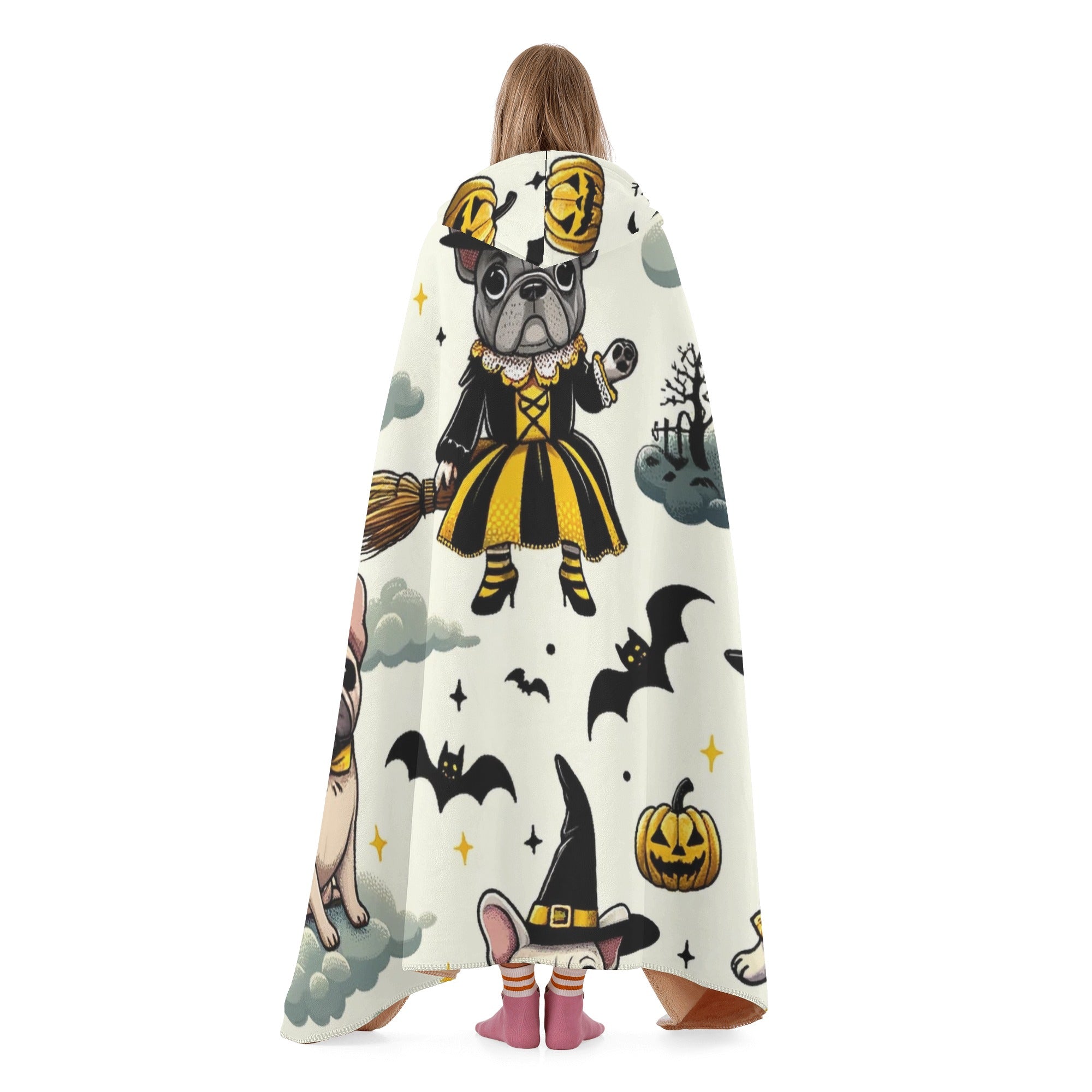 Lily Hooded Fleece Throw Blanket for Frenchie Enthusiasts-fadou