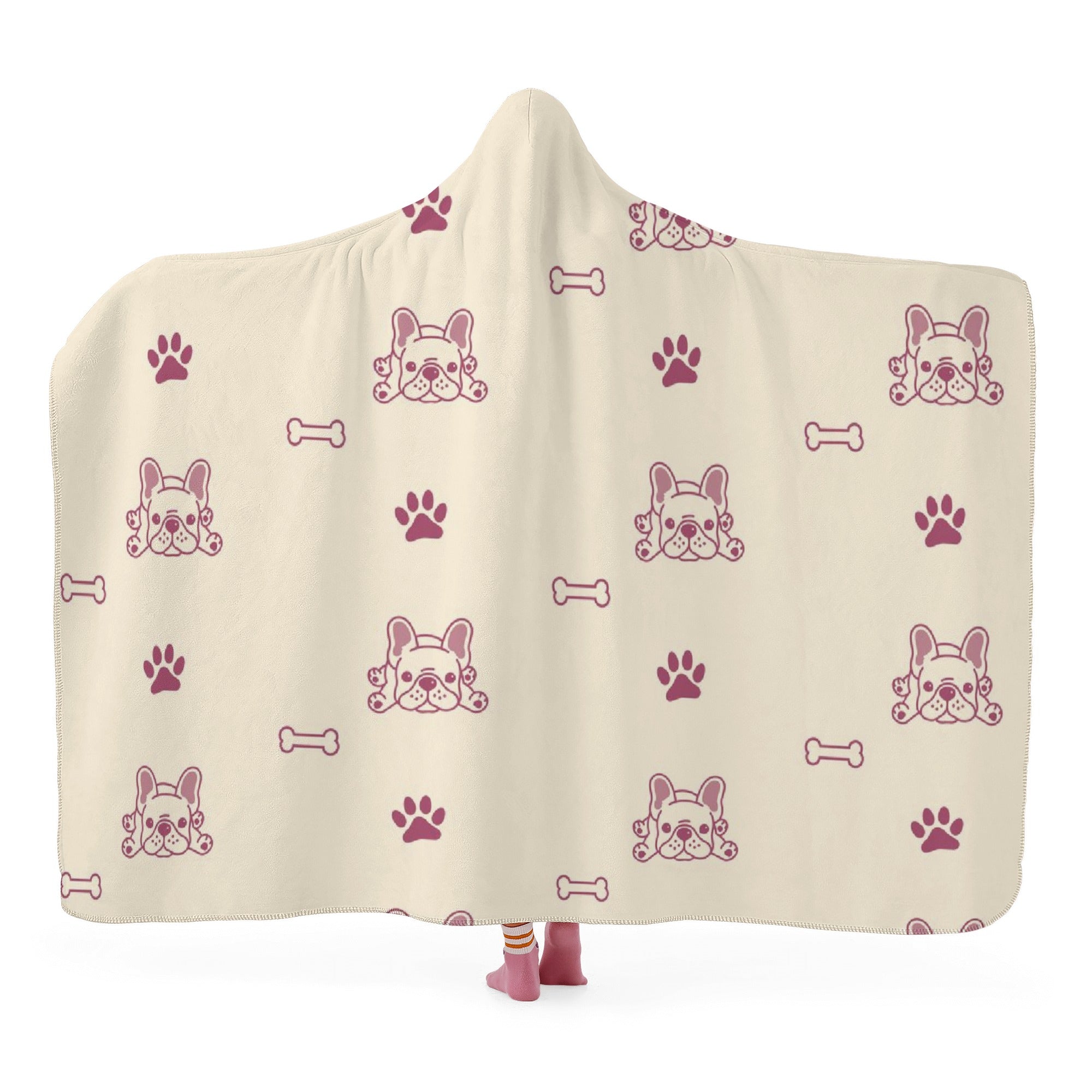 Stella Hooded Fleece Throw Blanket for Frenchie Enthusiasts-fadou