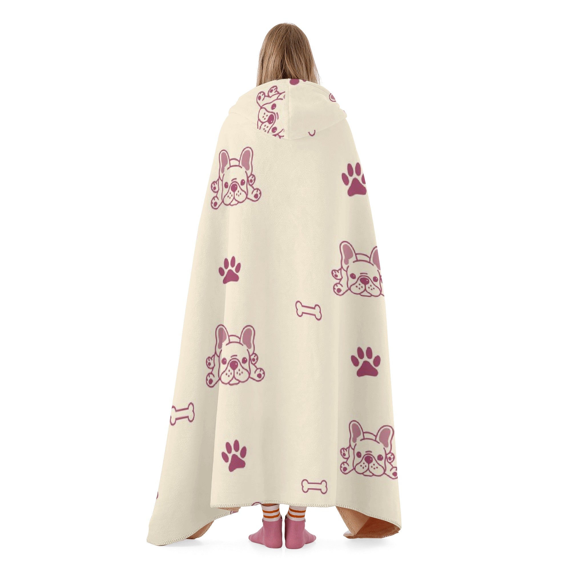 Stella Hooded Fleece Throw Blanket for Frenchie Enthusiasts-fadou