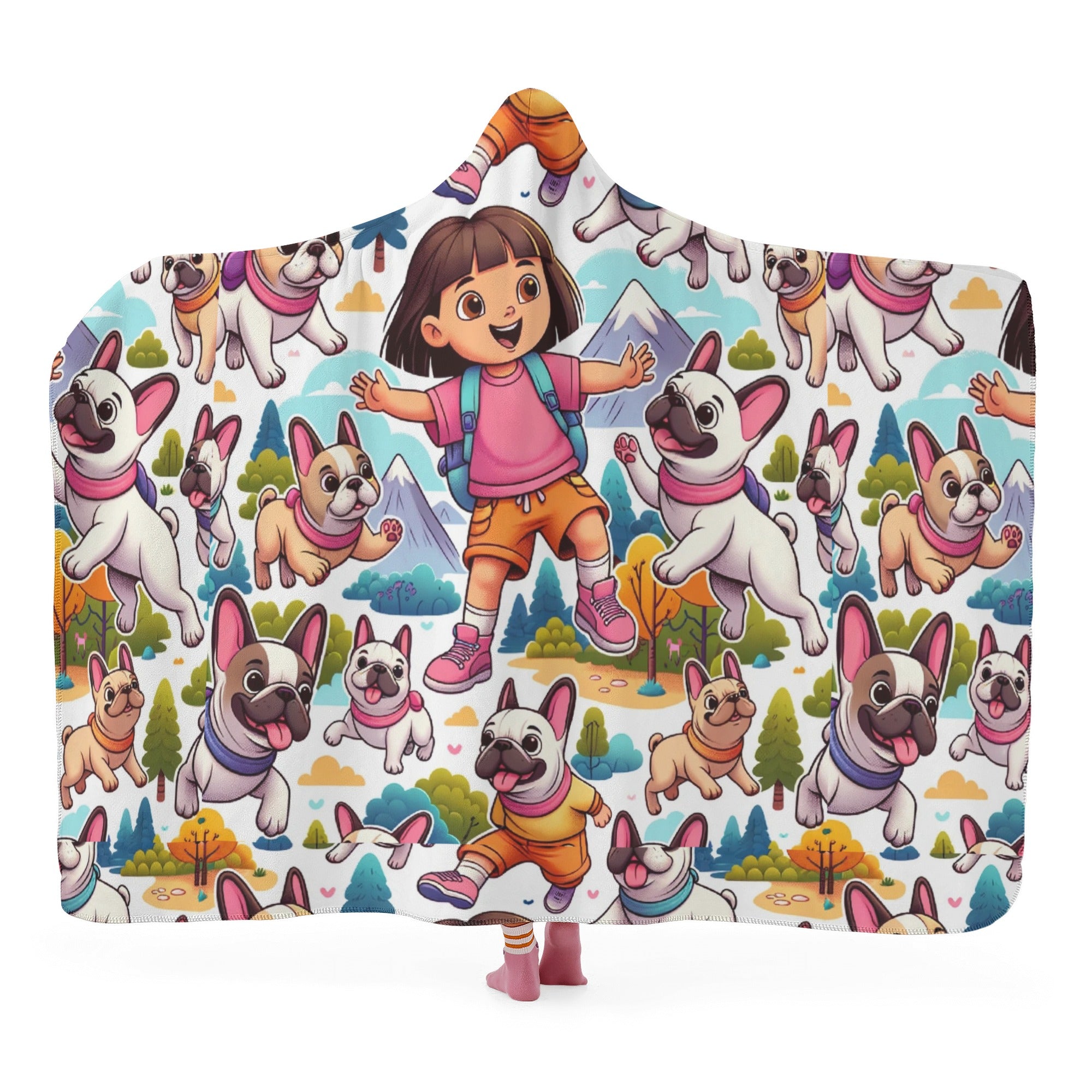 French Bulldog Hooded Fleece Throw Blanket for Dog Moms & Dads-fadou