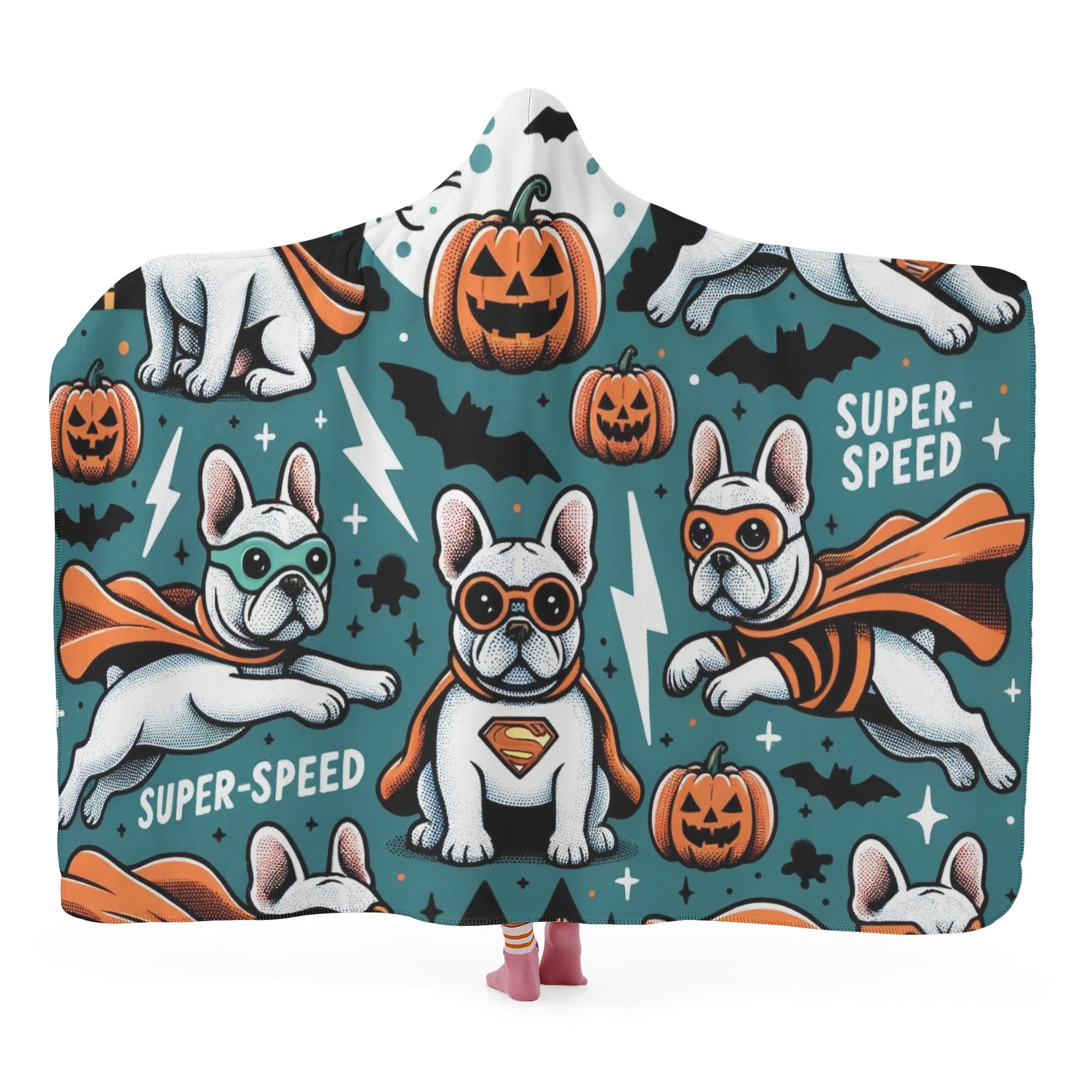 French Bulldog Hooded Cozy Plush Blanket for Everyday Wear-fadou