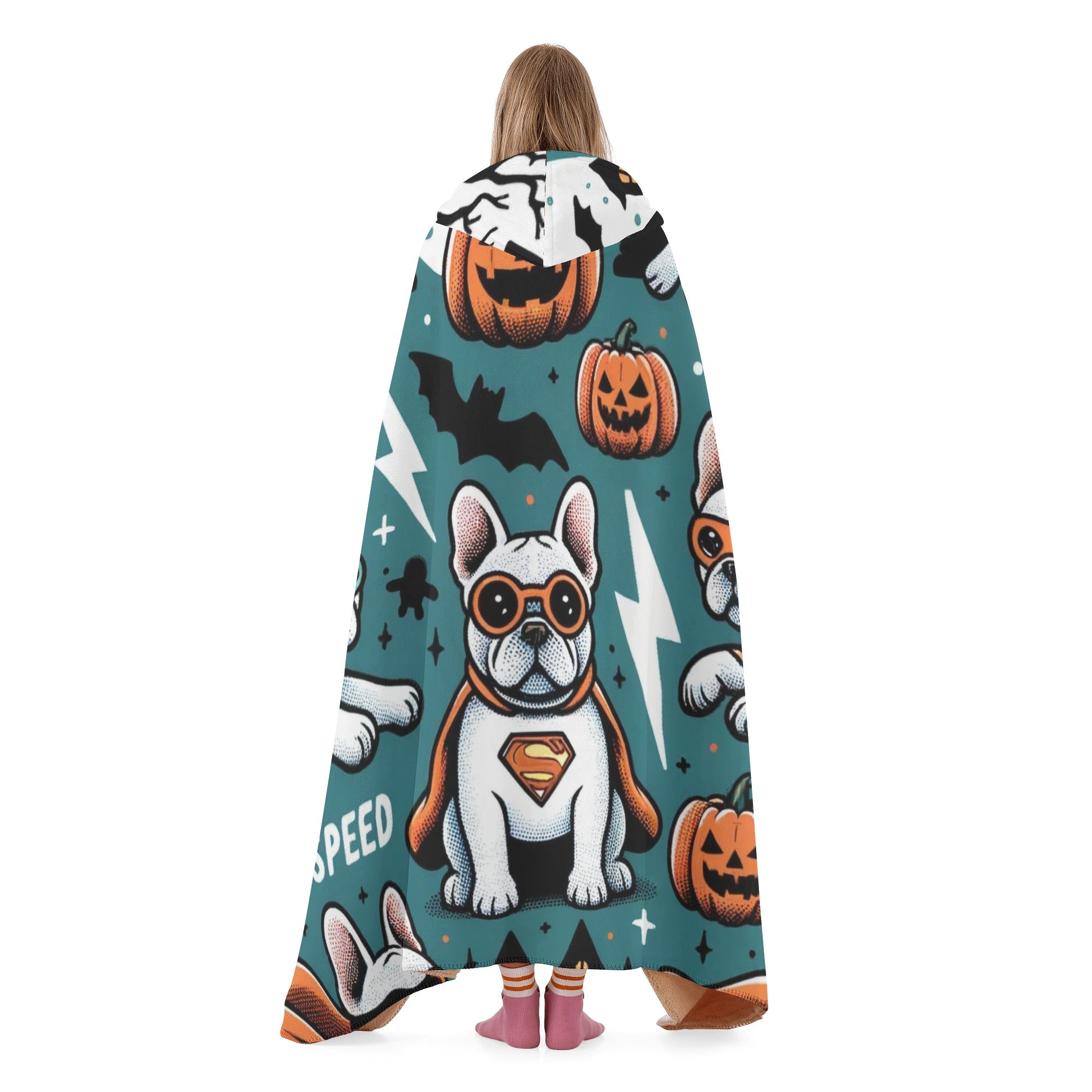 French Bulldog Hooded Cozy Plush Blanket for Everyday Wear-fadou