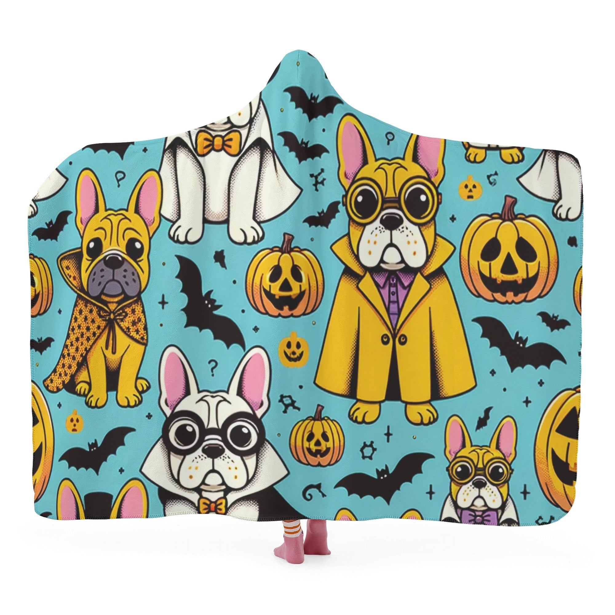 Piper Hooded Cozy Plush Blanket for Frenchie Enthusiasts-fadou