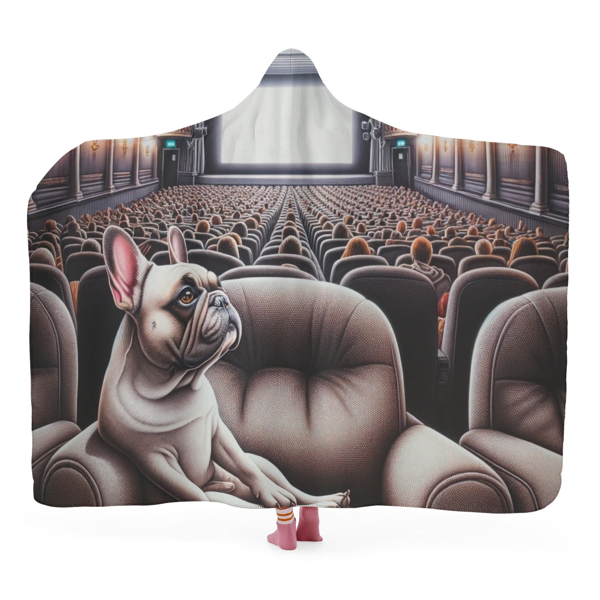 French Bulldog Hooded Fleece Throw Blanket for Frenchie Enthusiasts-fadou