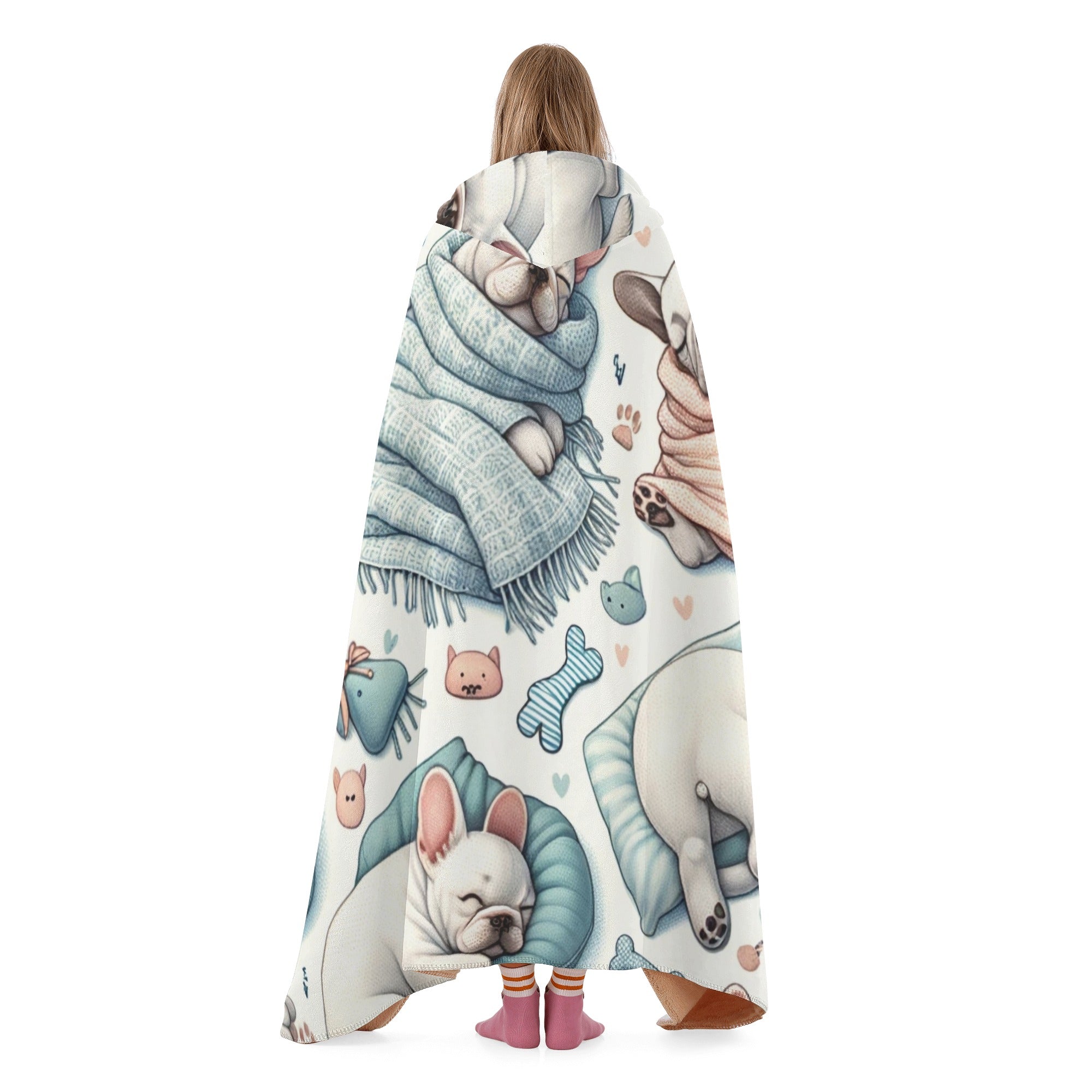 Ross Hooded Fleece Throw Blanket for Frenchie Enthusiasts-fadou
