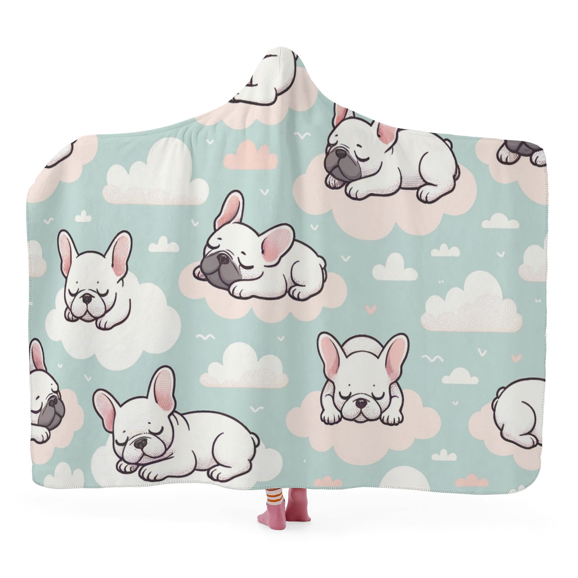 French Bulldog Hooded Cozy Plush Blanket for Dog Park Days-fadou