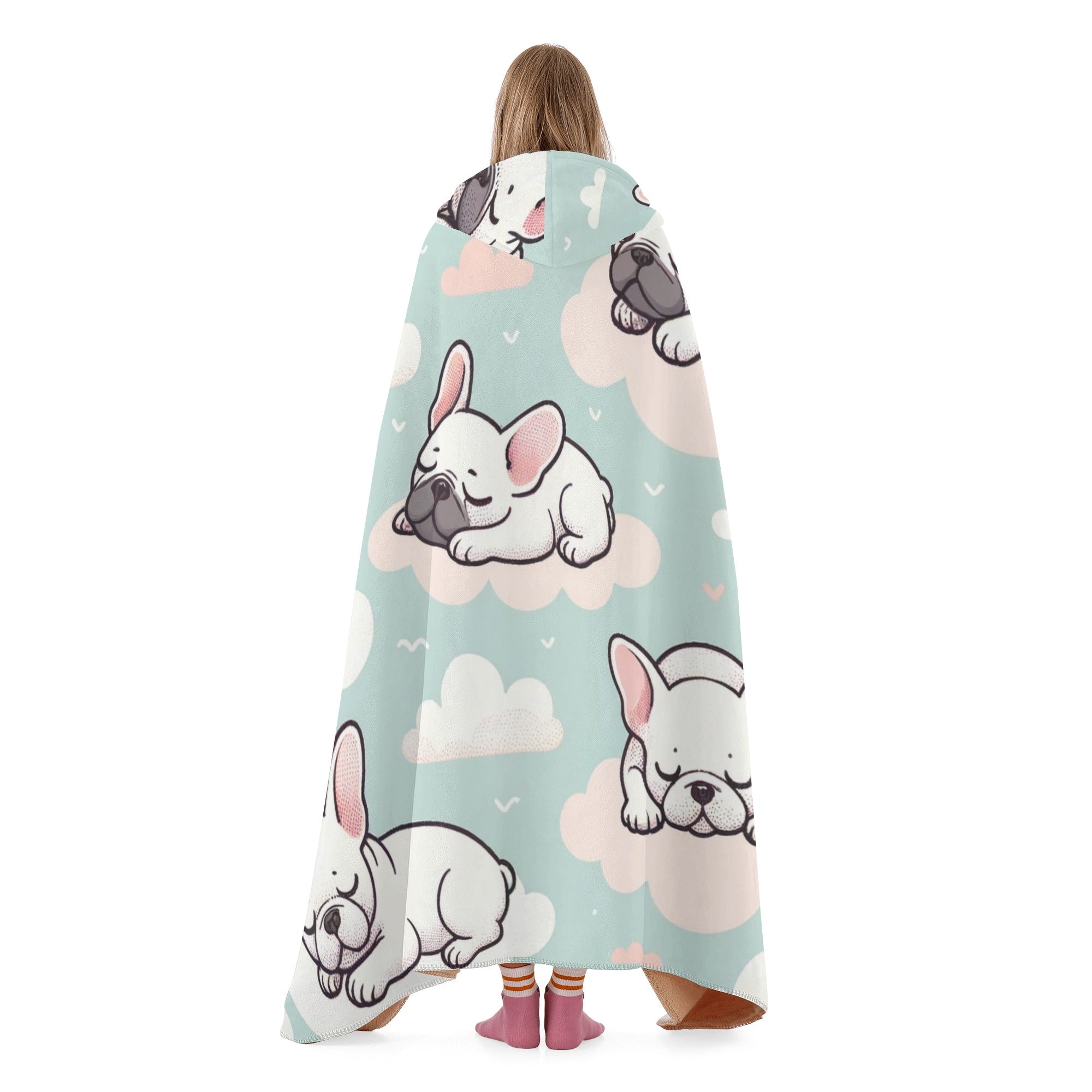 French Bulldog Hooded Cozy Plush Blanket for Dog Park Days-fadou