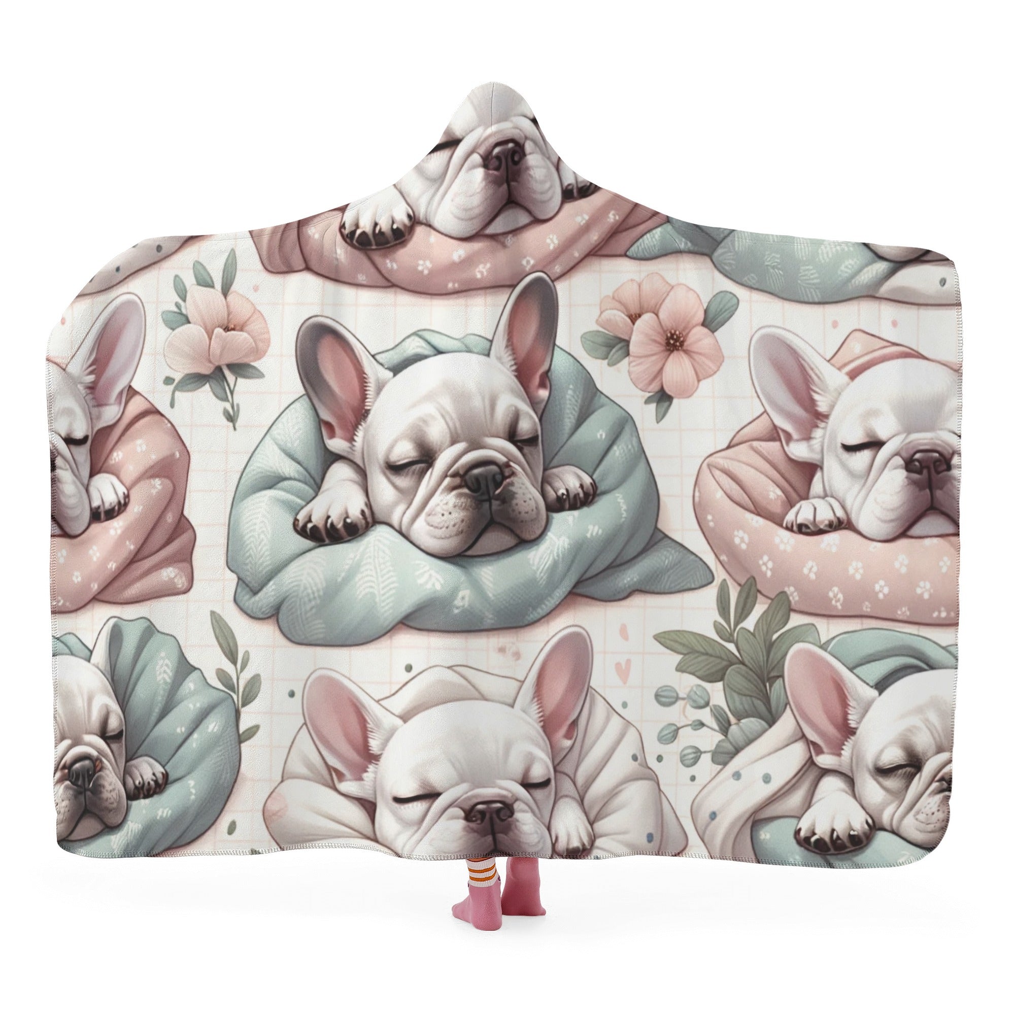 Ollie Hooded Cozy Plush Blanket for Frenchie Enthusiasts-fadou