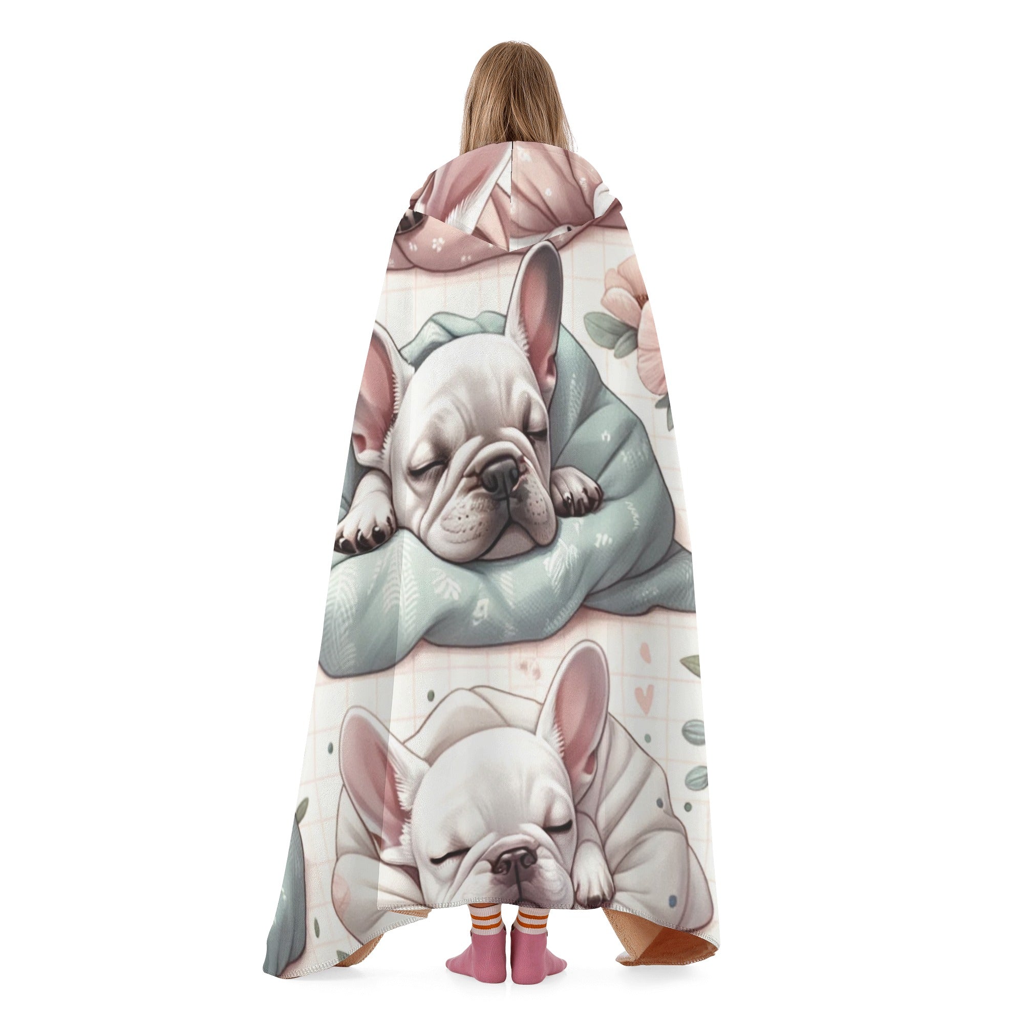 Ollie Hooded Cozy Plush Blanket for Frenchie Enthusiasts-fadou
