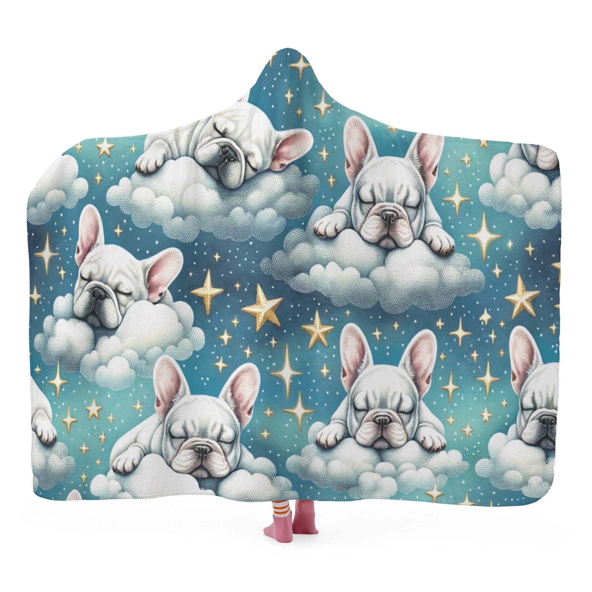 French Bulldog Hooded Fleece Throw Blanket for Pet Culture-fadou