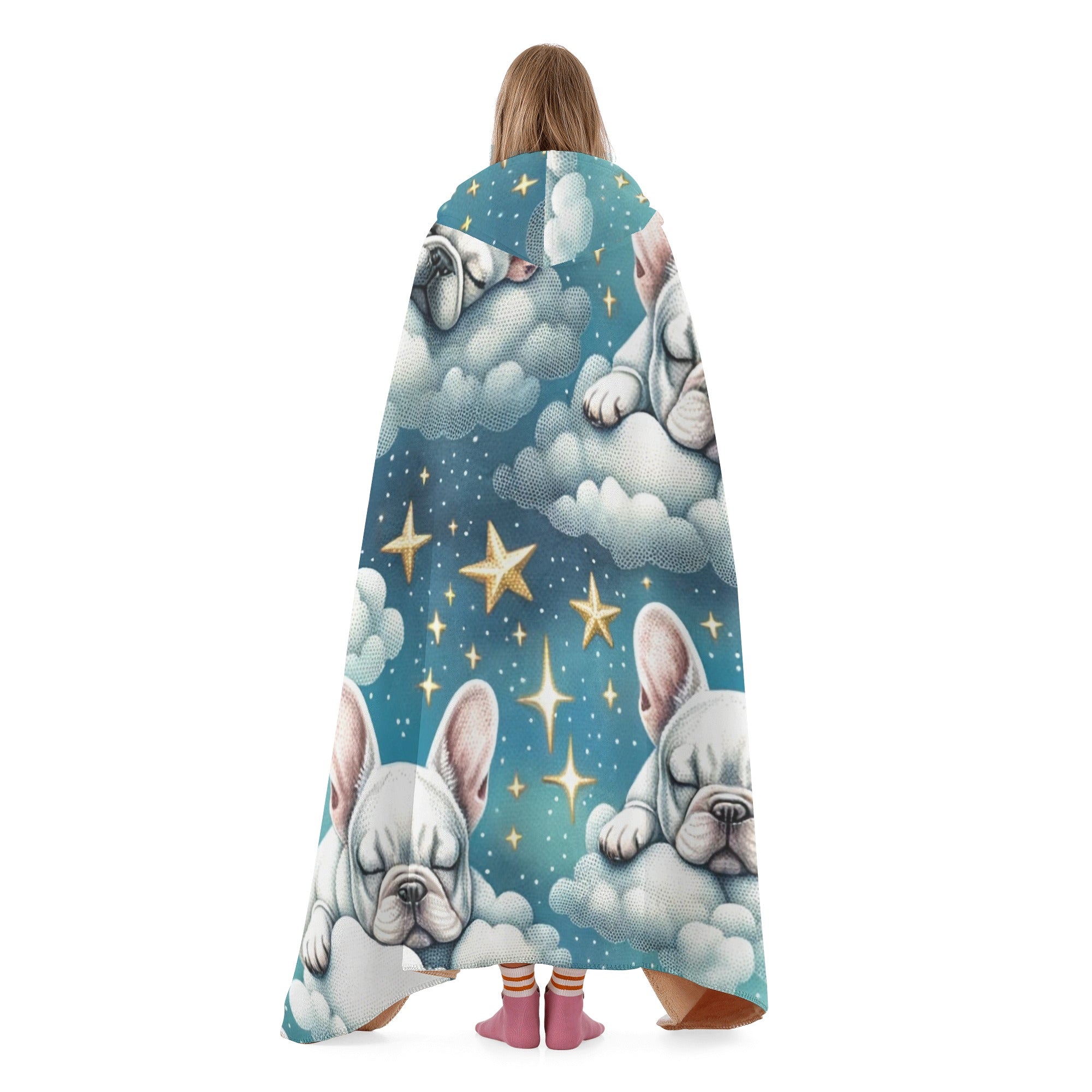 French Bulldog Hooded Fleece Throw Blanket for Pet Culture-fadou