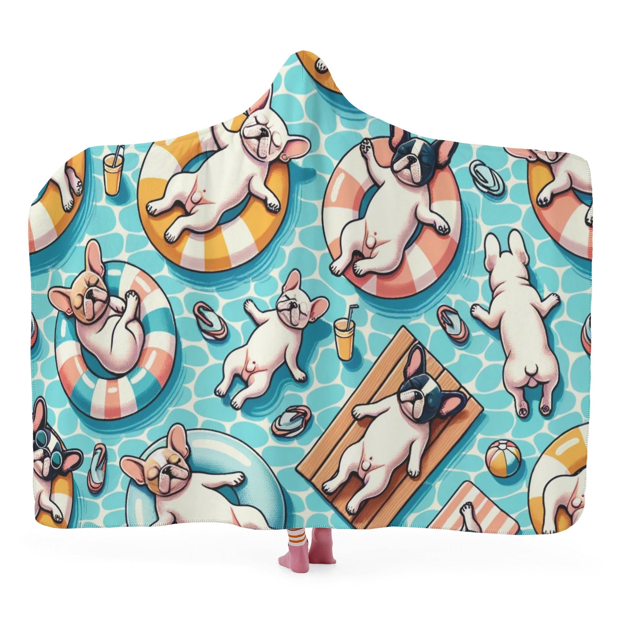 Frenchie Hooded Cozy Plush Blanket for Frenchie Enthusiasts-fadou