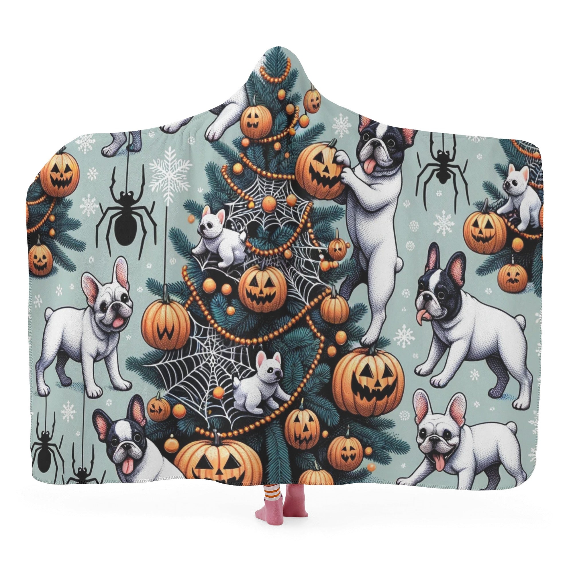 French Bulldog Hooded Cozy Plush Blanket for Frenchie Fans-fadou