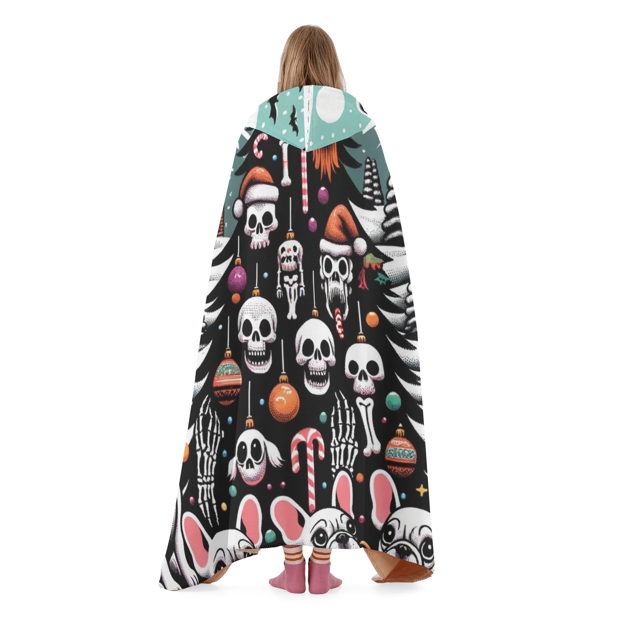 Finn Hooded Fleece Throw Blanket for Frenchie Enthusiasts-fadou