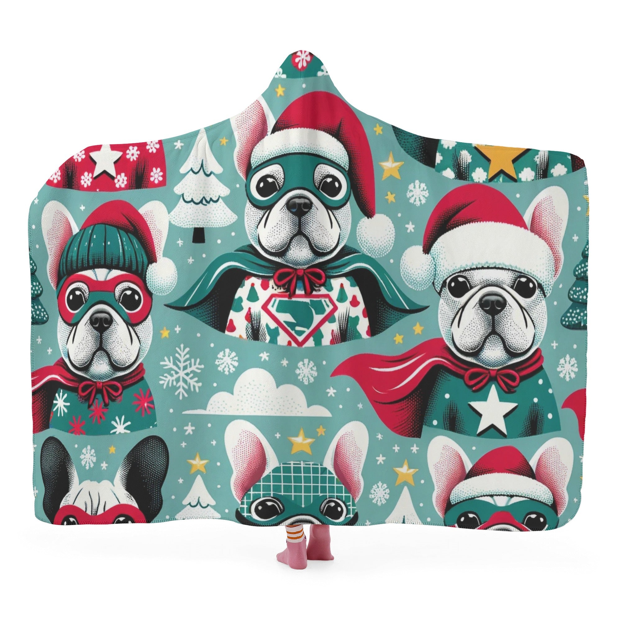 Tito Hooded Cozy Plush Blanket for Frenchie Enthusiasts-fadou