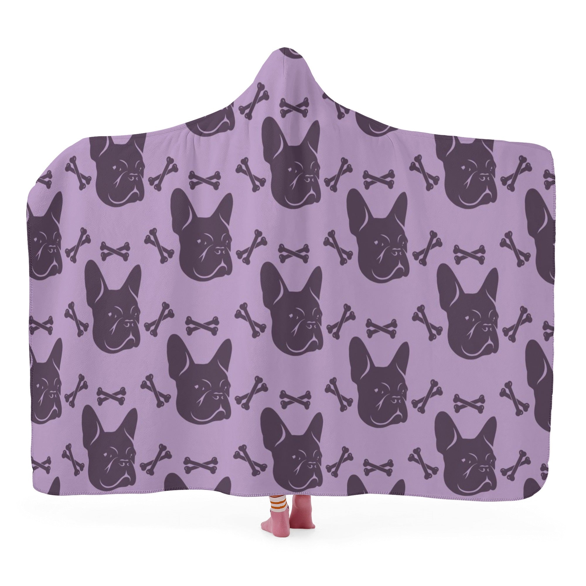 French Bulldog Hooded Fleece Throw Blanket for Pet Parents-fadou