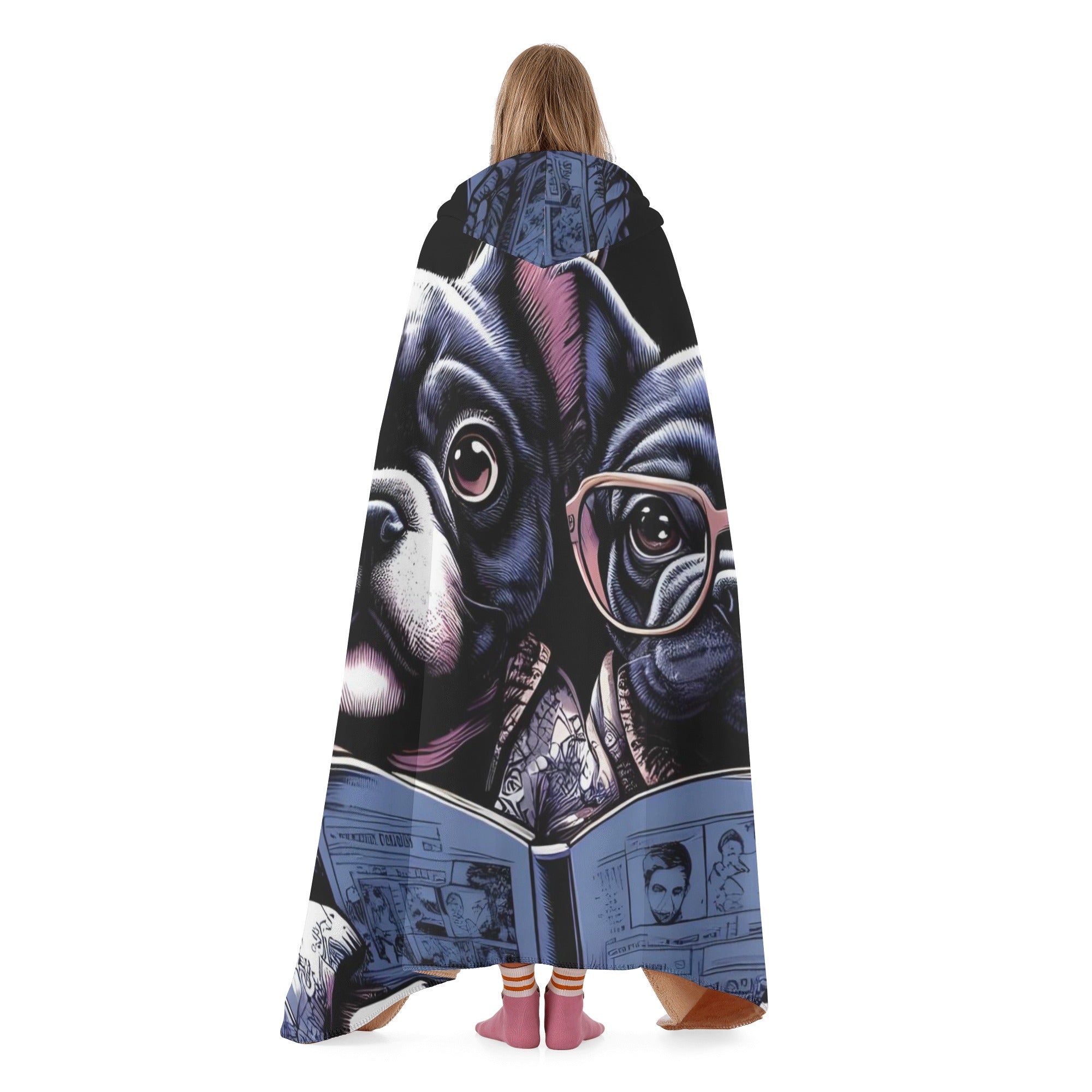 French Bulldog Hooded Cozy Plush Blanket for Bulldog Owners-fadou