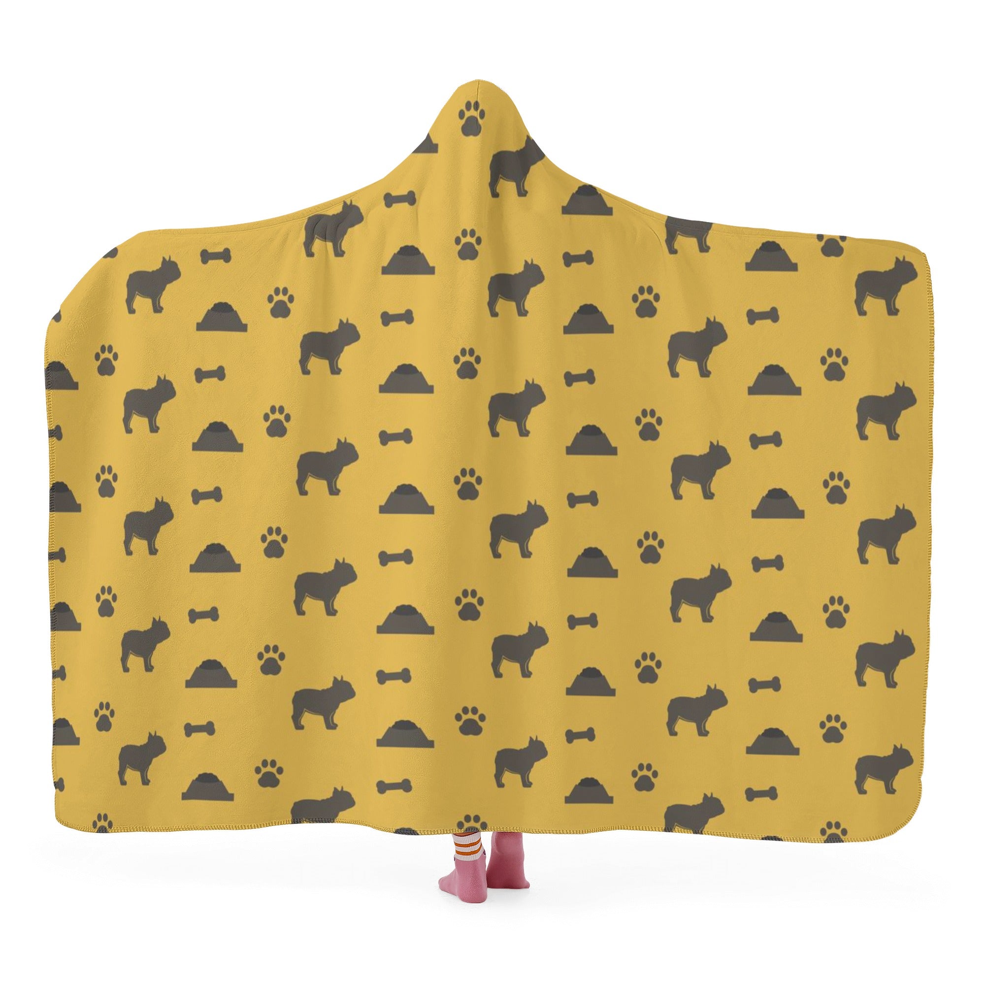 French Bulldog Hooded Fleece Throw Blanket for Dog Lovers-fadou