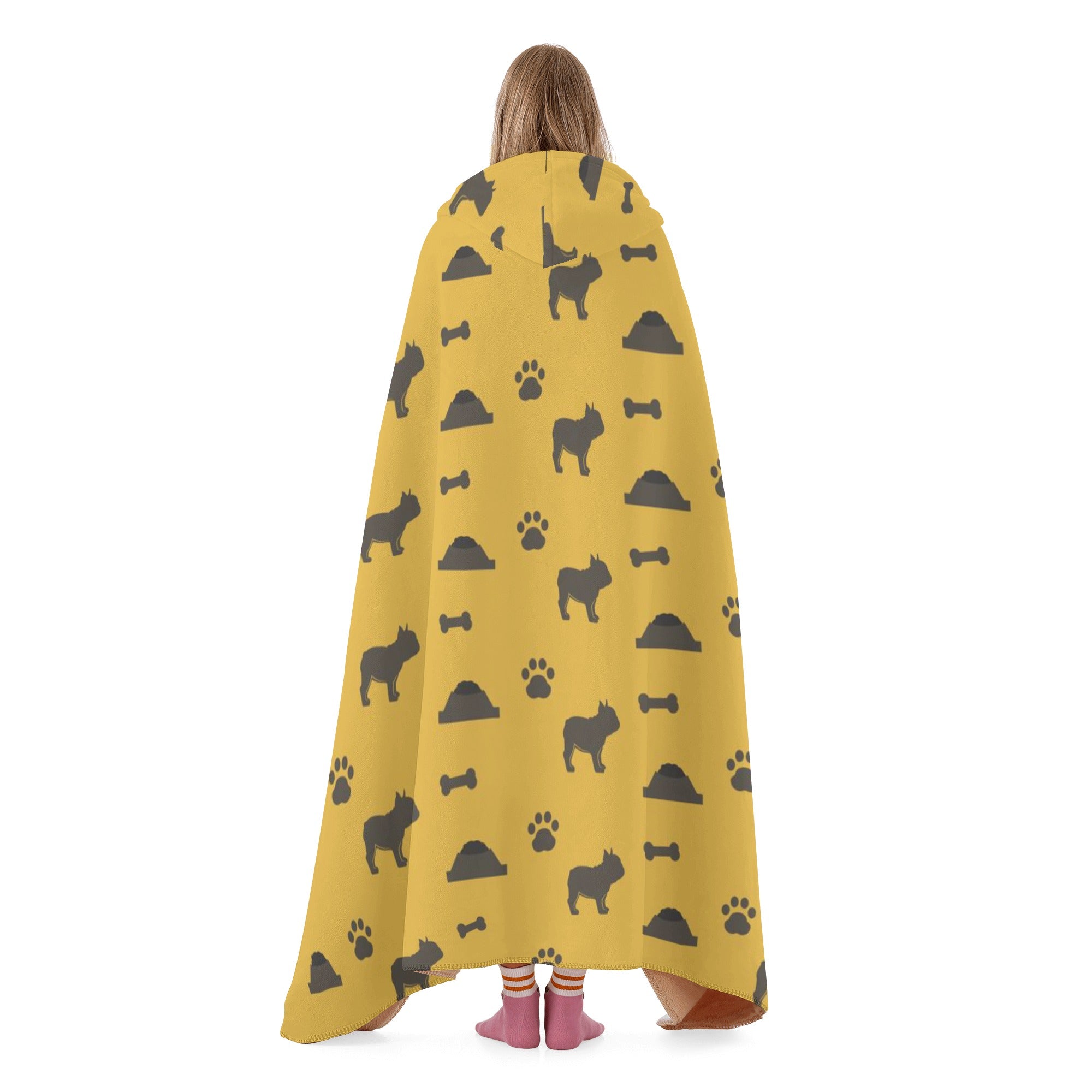 French Bulldog Hooded Fleece Throw Blanket for Dog Lovers-fadou