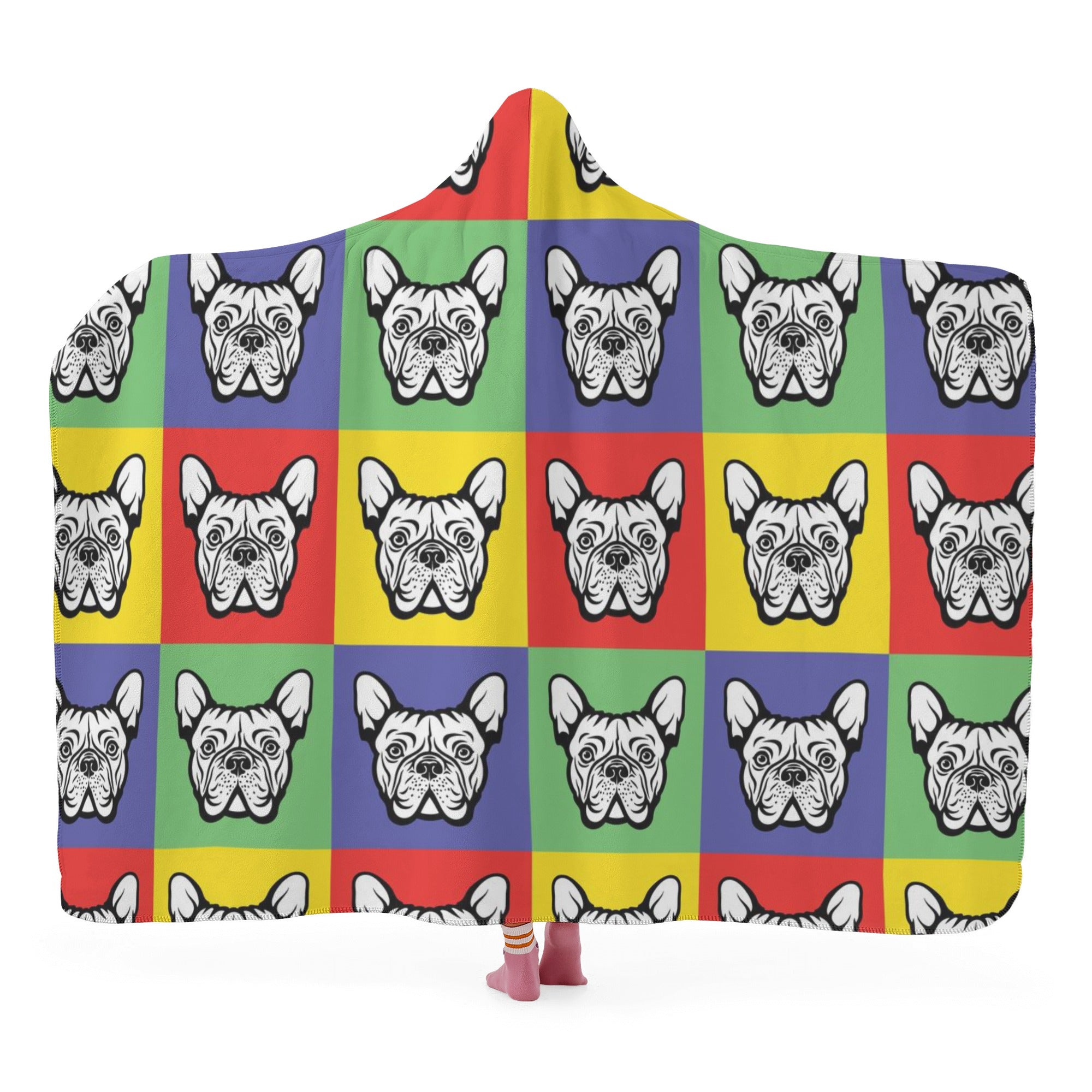 French Bulldog Hooded Cozy Plush Blanket for Pet Parents-fadou