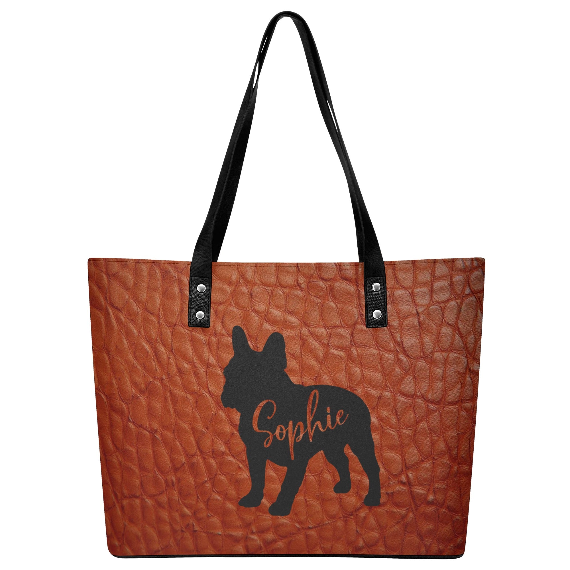 French Bulldog Leather Tote Bag for Frenchie Enthusiasts-fadou