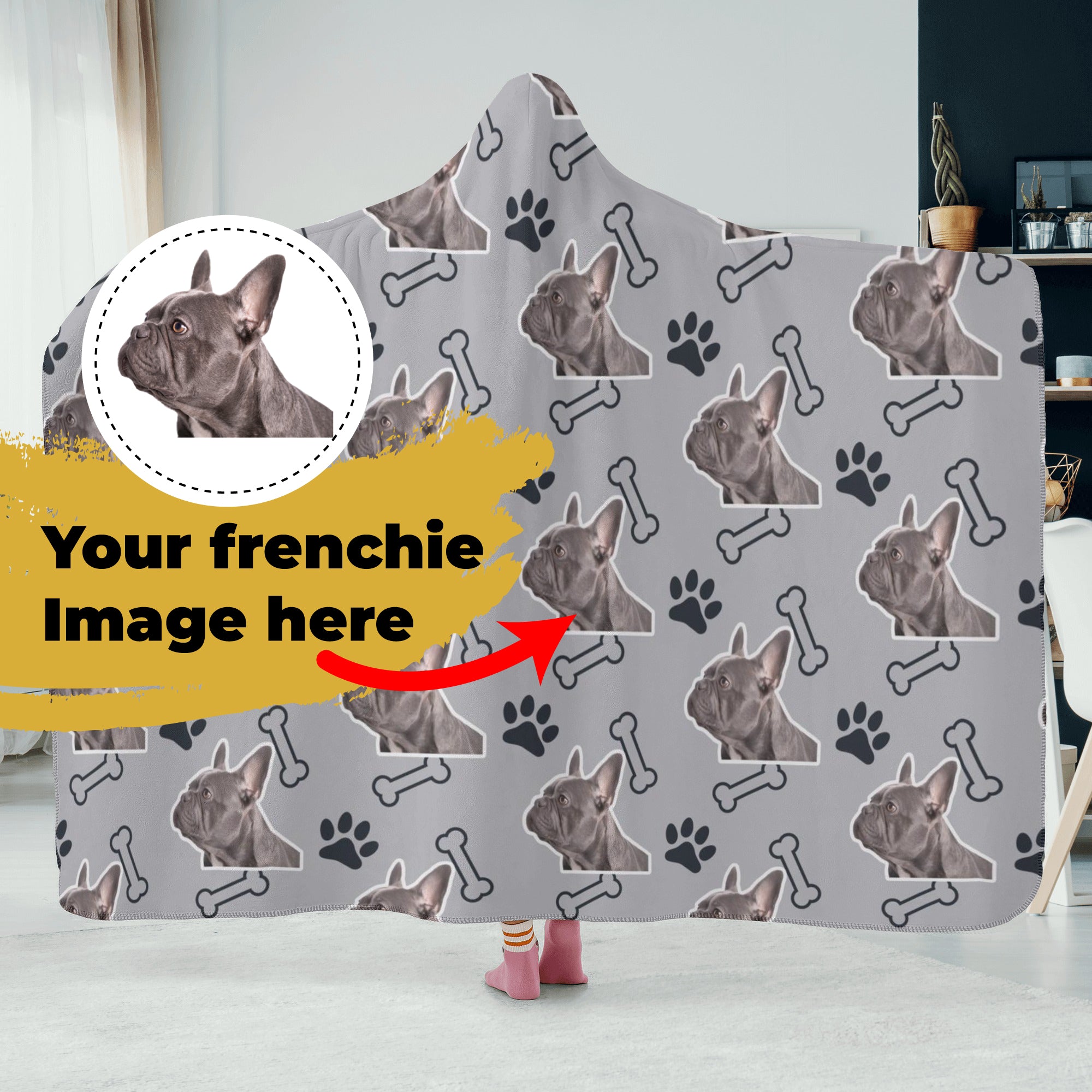 Frenchie Custom Fleece Throw Blanket for Bulldog Owners-fadou