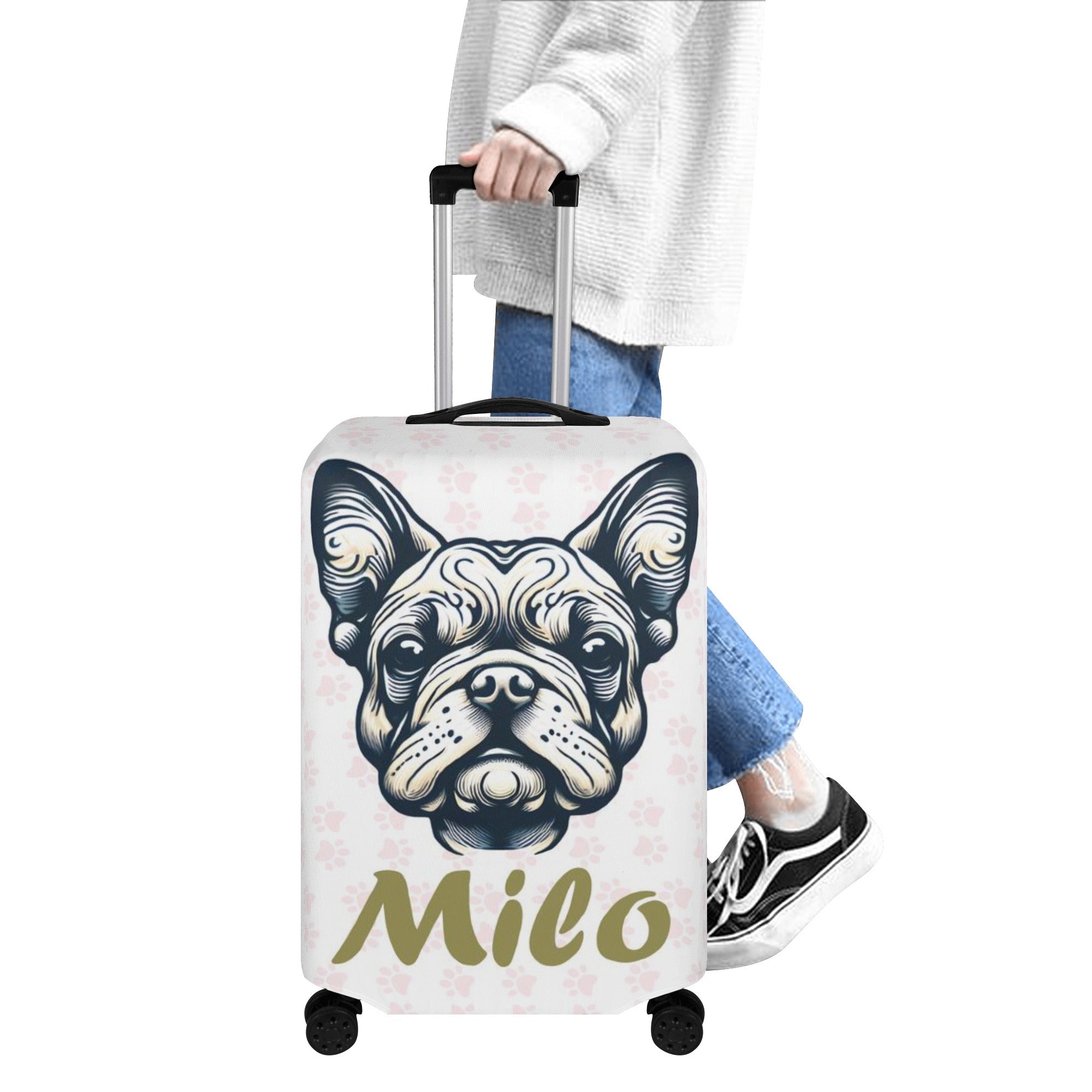 Personalized Luggage Cover with Frenchie Name - for Dog Lovers and-fadou