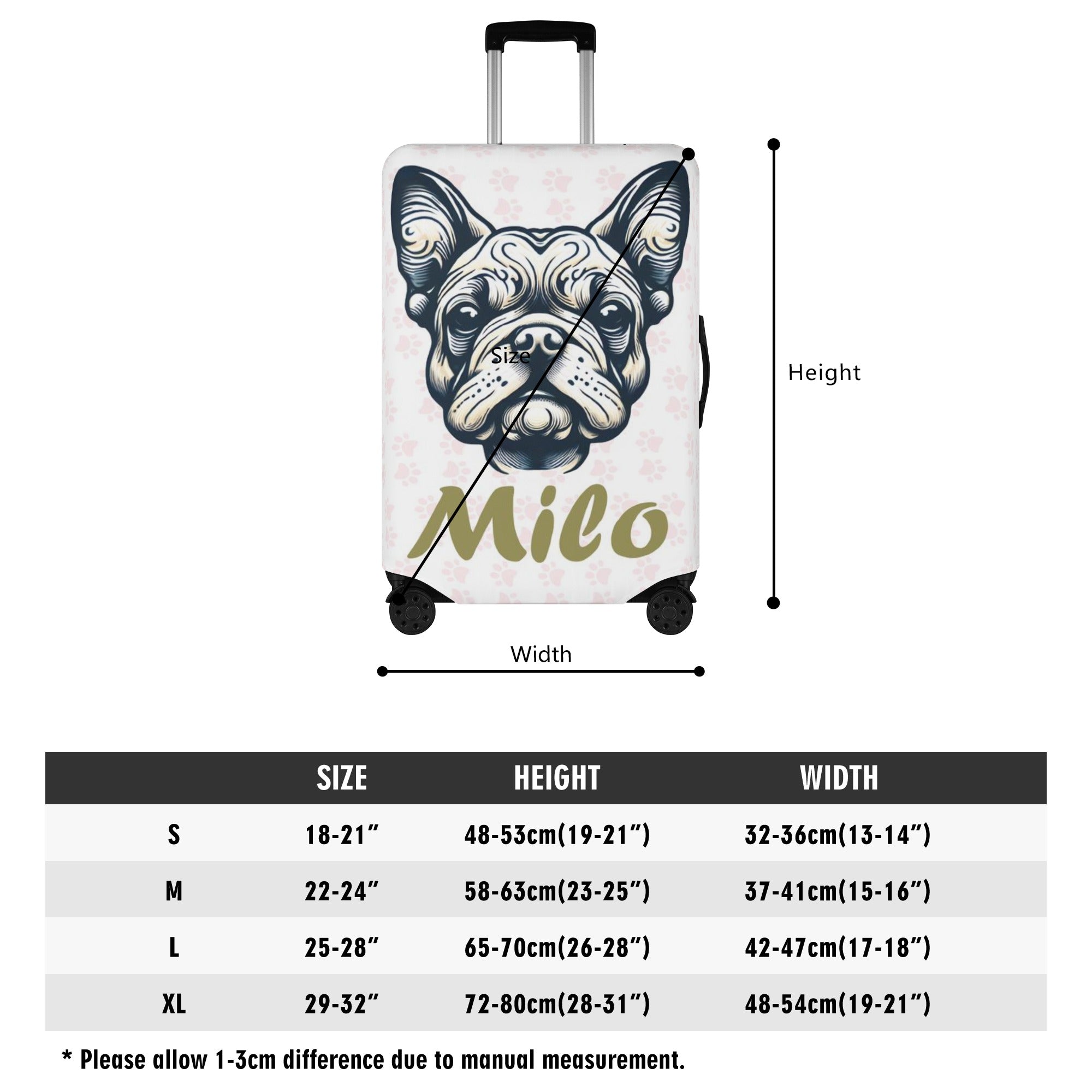 Personalized Luggage Cover with Frenchie Name - for Dog Lovers and-fadou