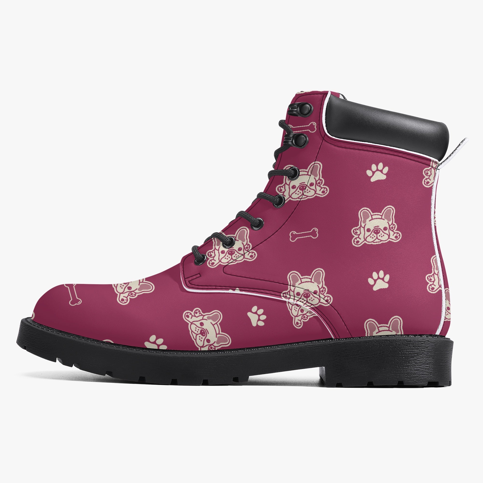 Frenchie Leather Fashion Boots for Frenchie Enthusiasts-fadou