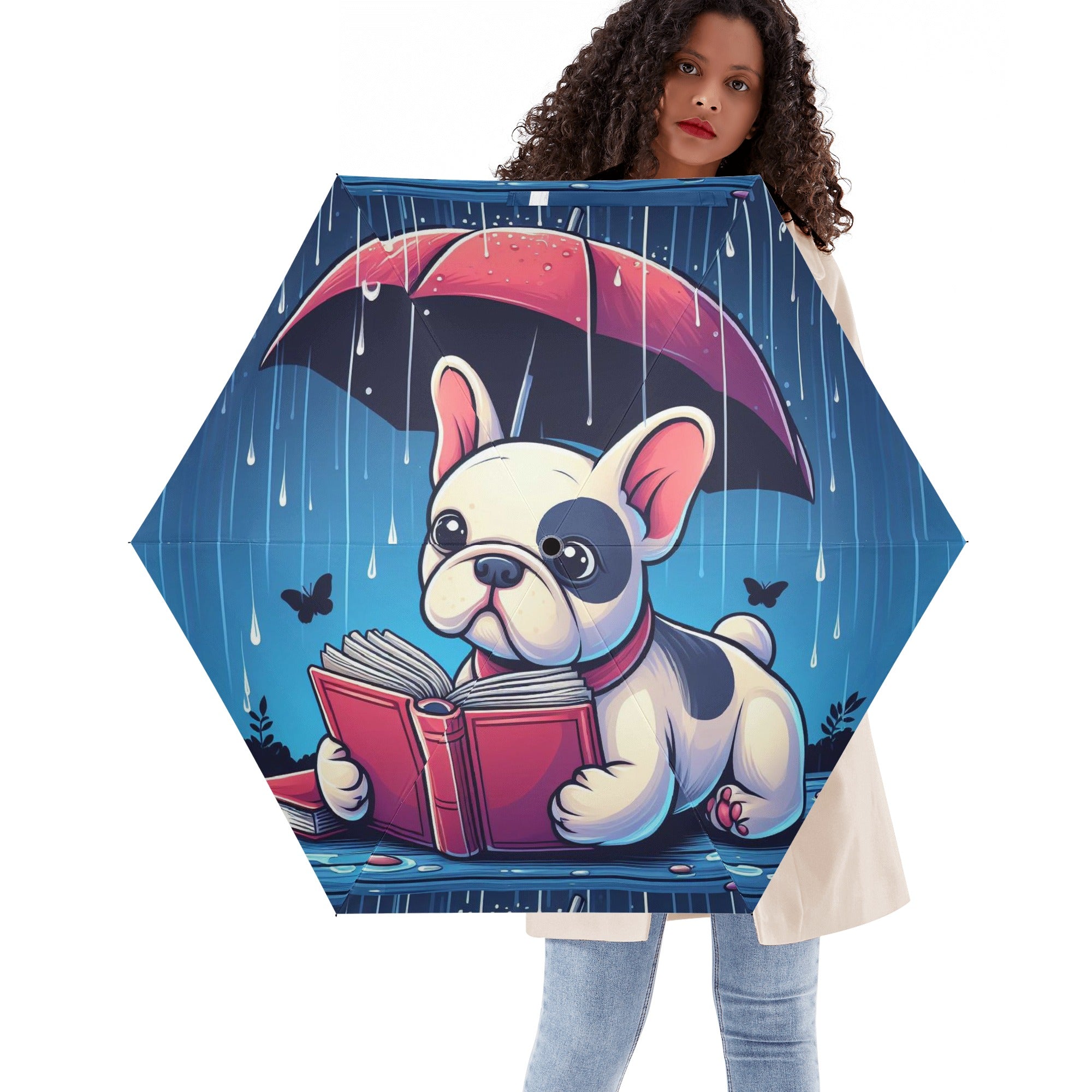 Hazel French Bulldog Compact Brolly for Dog Moms & Dads-fadou