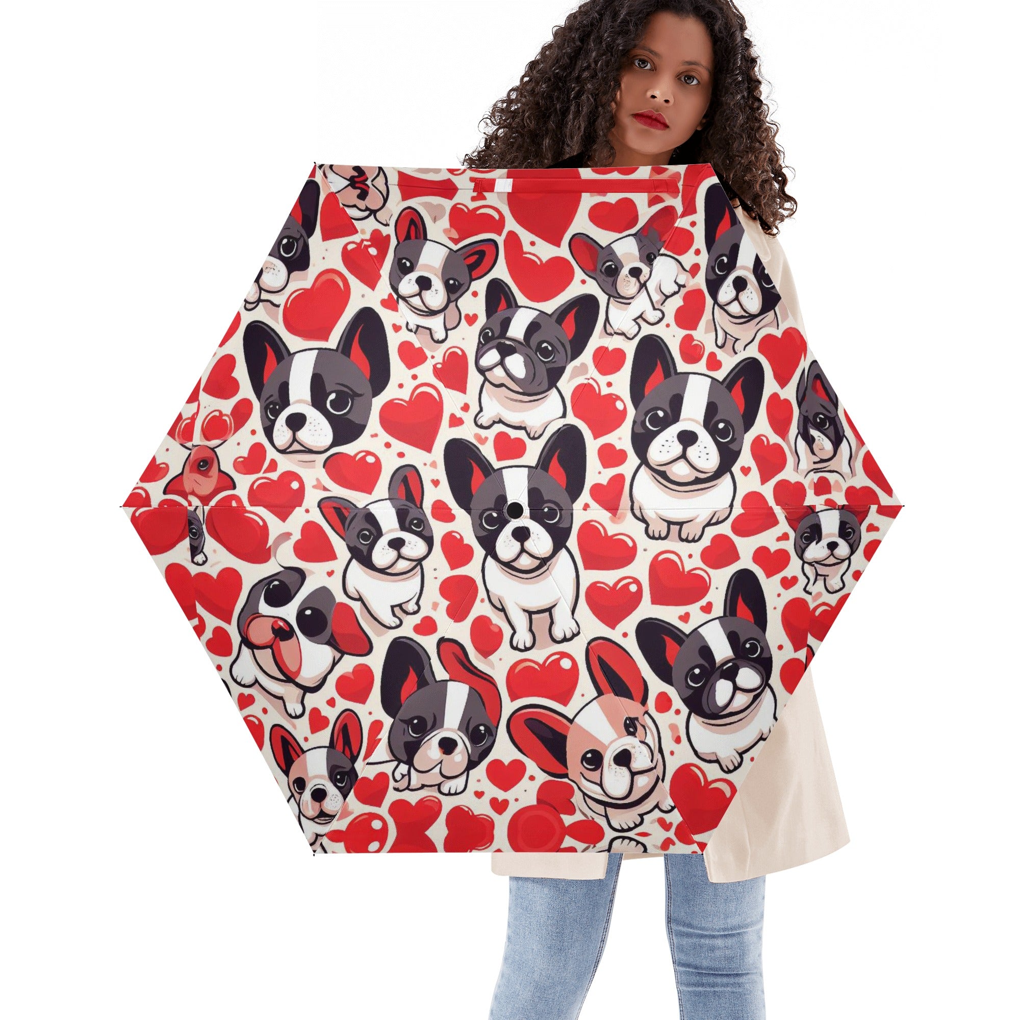 Paisley French Bulldog Compact Brolly for Everyday Wear-fadou