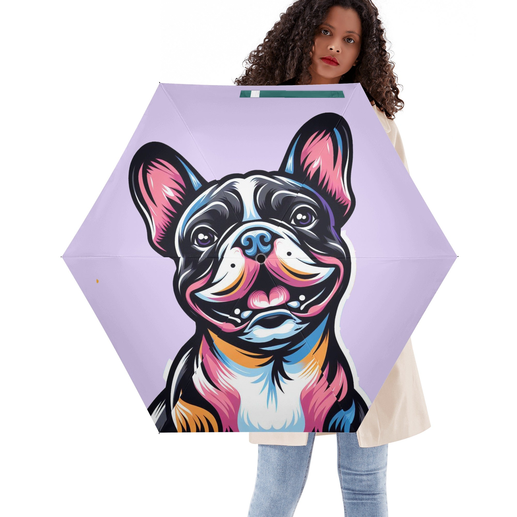 Princess French Bulldog Folding Umbrella for Frenchie Enthusiasts-fadou
