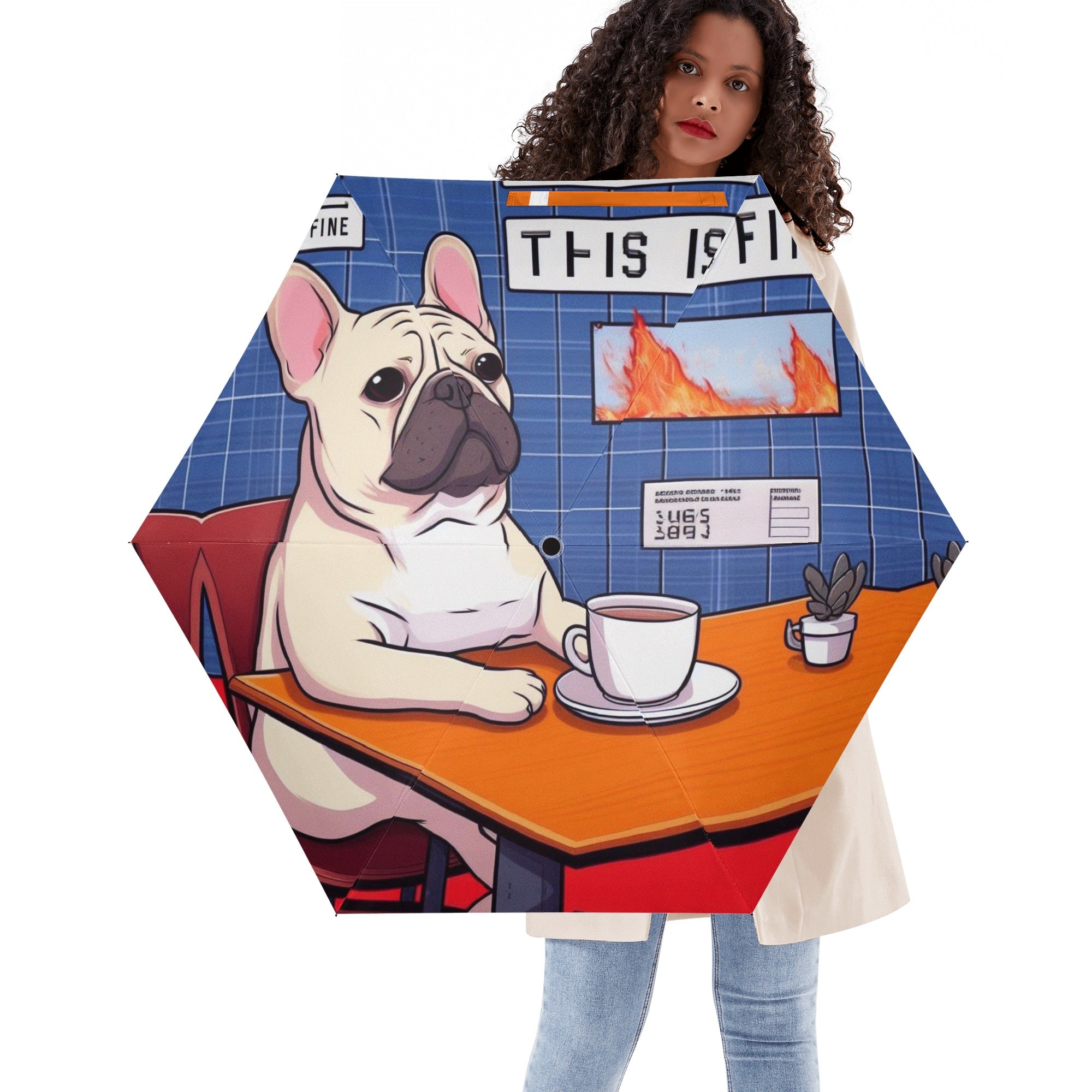 Gracie French Bulldog Travel Umbrella for Frenchie Fans-fadou