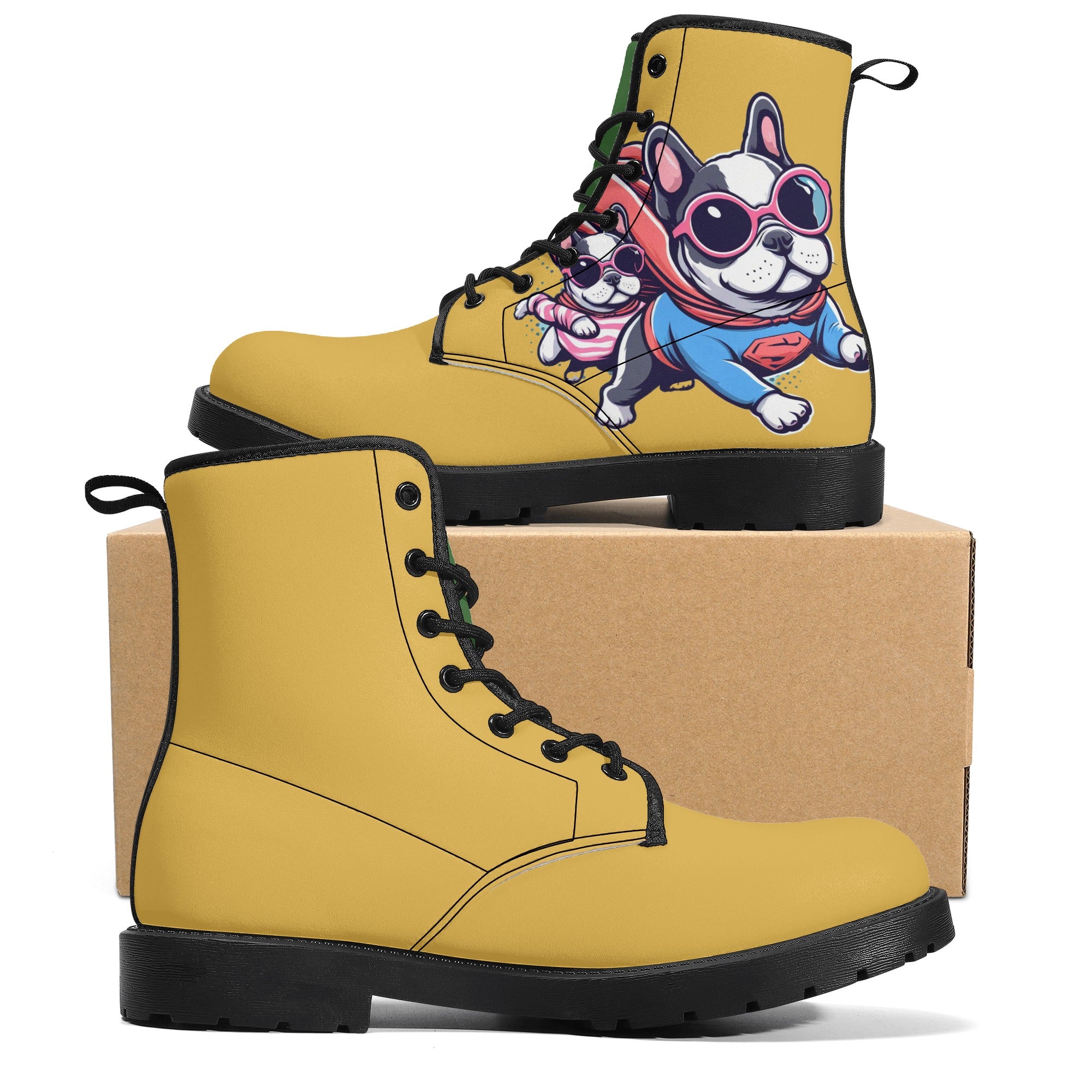 Riley French Bulldog Leather Boots for Frenchie Enthusiasts-fadou