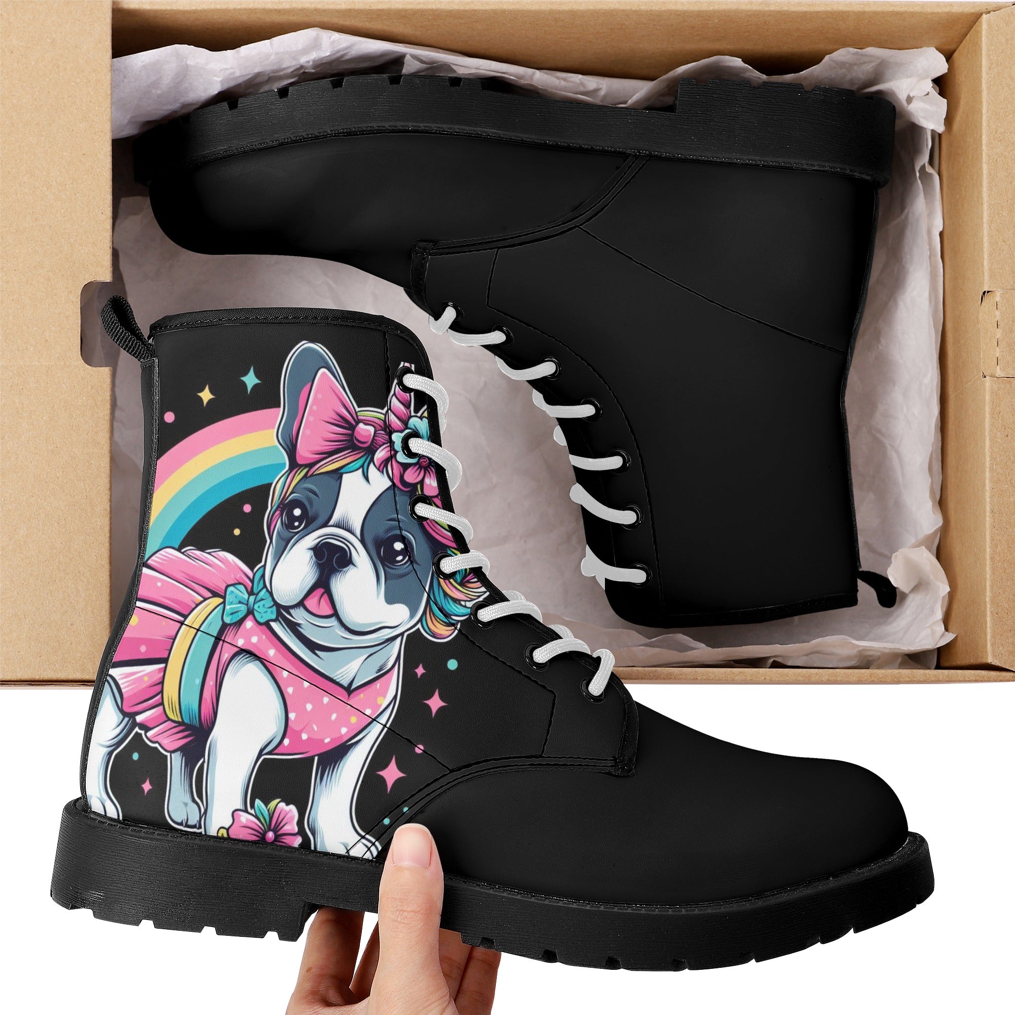 French Bulldog Leather Fashion Boots for Dog Moms & Dads-fadou